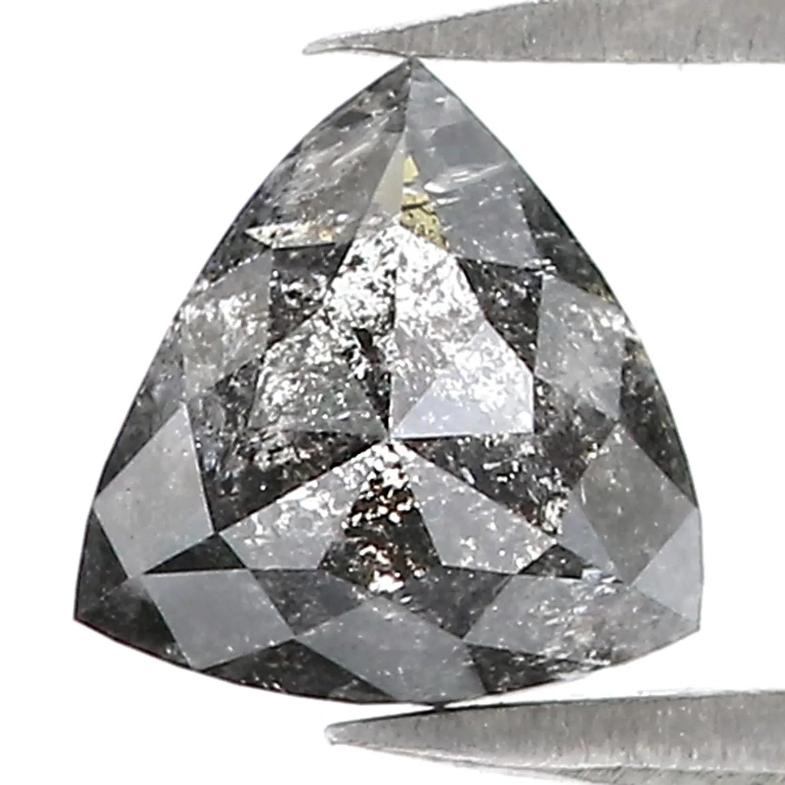 1.27 Ct Natural Loose Diamond Triangle Shape Diamond Salt And Pepper Diamond 7.00 MM Natural Black Grey Triangle Rose Cut Diamond QN9661