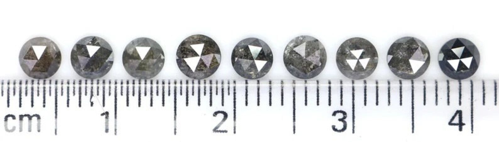 1.73 Ct Natural Loose Round Shape Diamond Salt And Pepper Round Cut Diamond 3.55 MM Natural Black Grey Color Round Rose Cut Diamond NQ2081