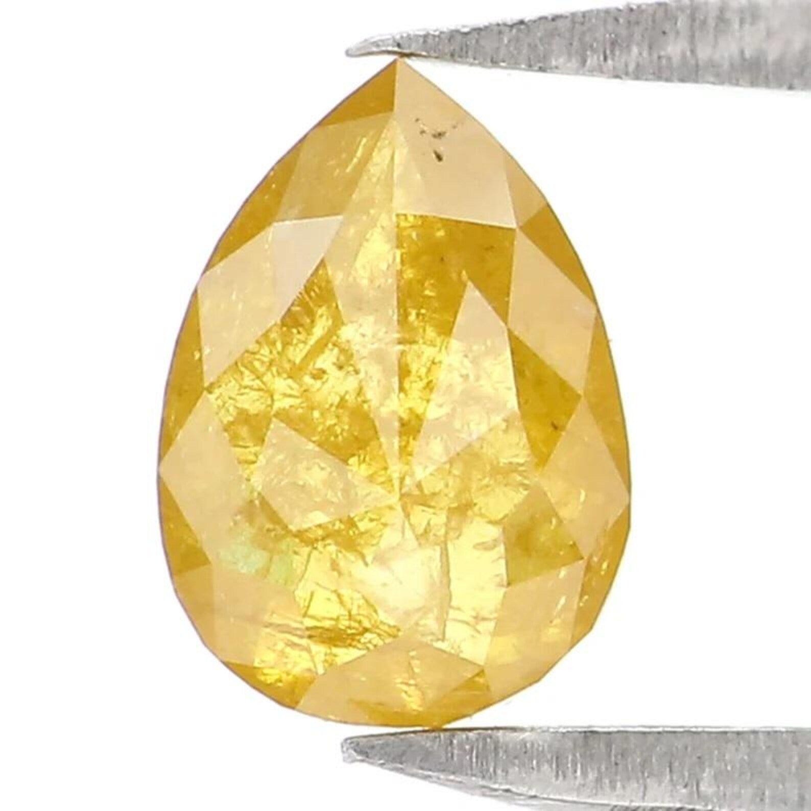 0.59 CT Natural Loose Pear Shape Diamond Yellow Color Pear Cut Diamond 6.25 MM Natural Loose Diamond Yellow Pear Rose Cut Diamond NQ2396
