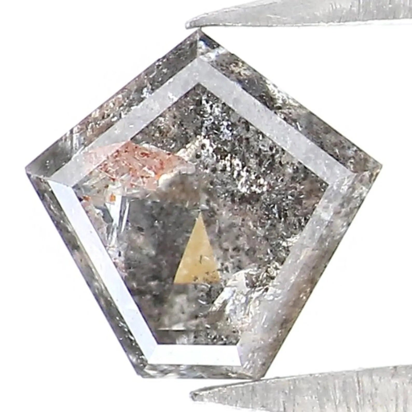 0.61 CT Natural Loose Pentagon Shape Diamond Salt And Pepper Pentagon Diamond 5.65 MM Natural Black Grey Pentagon Rose Cut Diamond NQ572