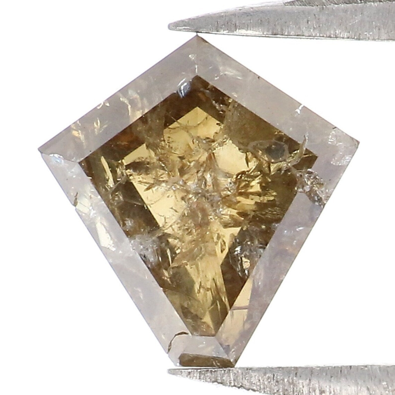 1.30 CT Natural Loose Shield Shape Diamond Black Yellow Color Diamond 7.80 MM Natural Loose Diamond Shield Shape Rose Cut Diamond NQ8279