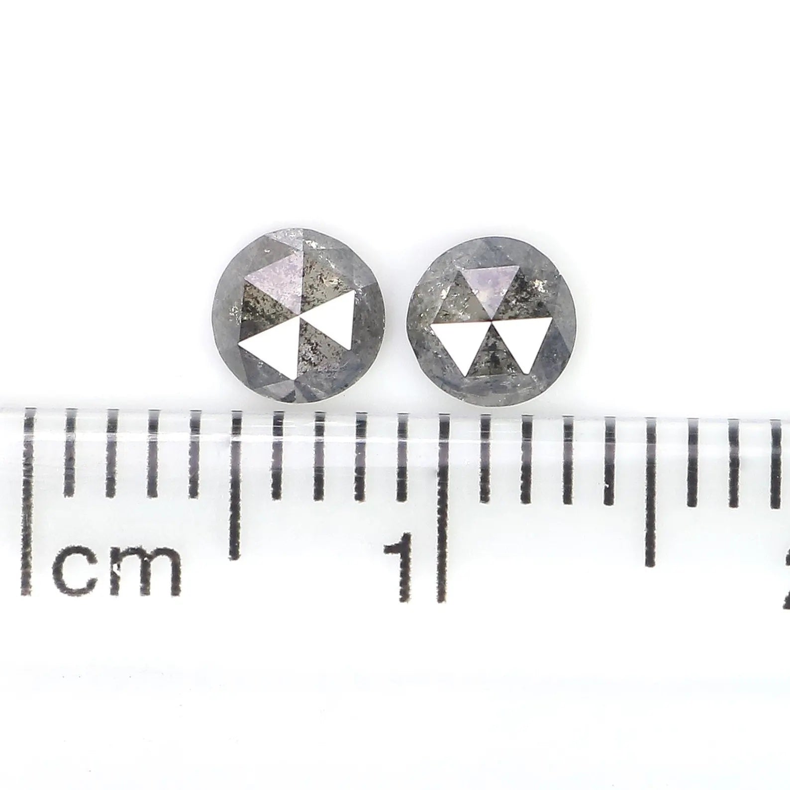 0.60 CT Natural Loose Round Shape Pair Diamond Salt And Pepper Round Diamond 4.10 MM Natural Black Grey Color Round Rose Cut Diamond NQ9314
