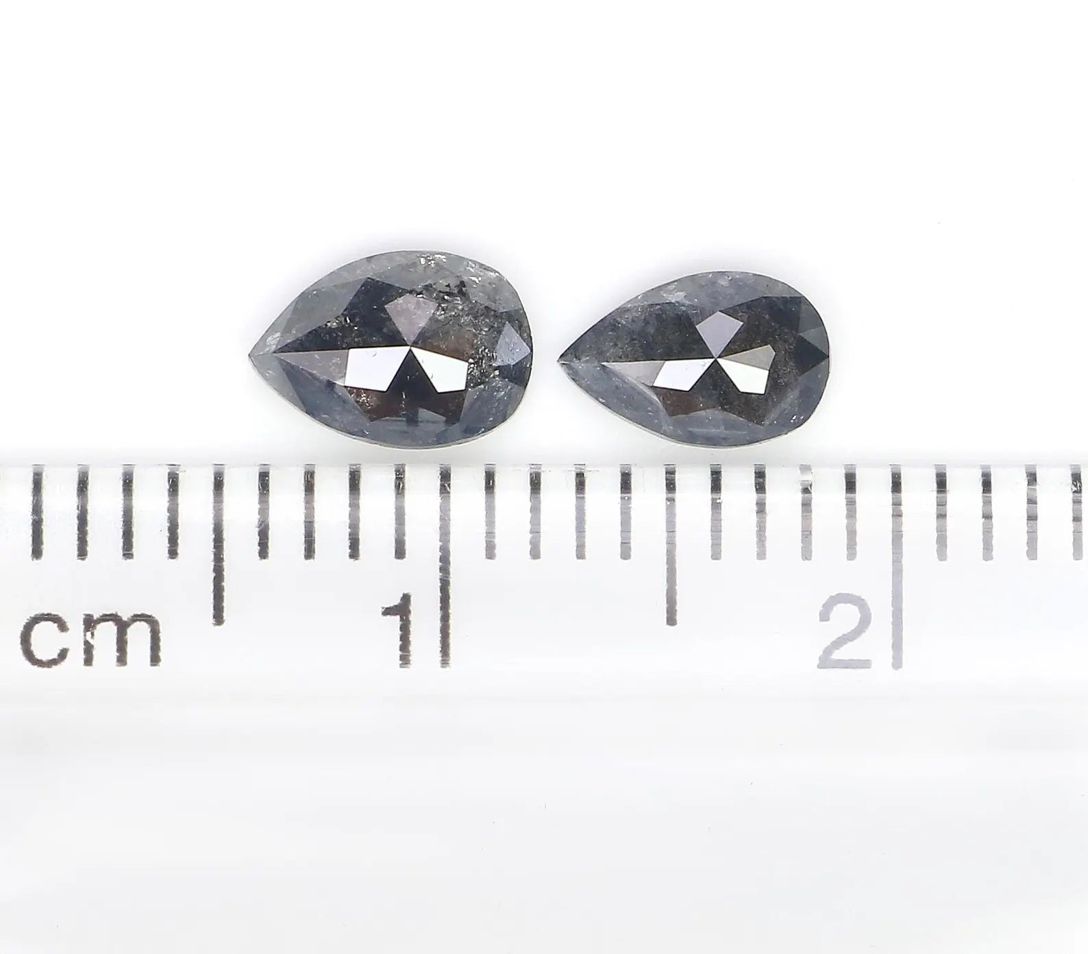 0.94 Ct Natural Loose Pear Shape Pair Diamond Salt And Pepper Pear Diamond 6.00 MM Natural Black Grey Color Pear Rose Cut Diamond NQ1493
