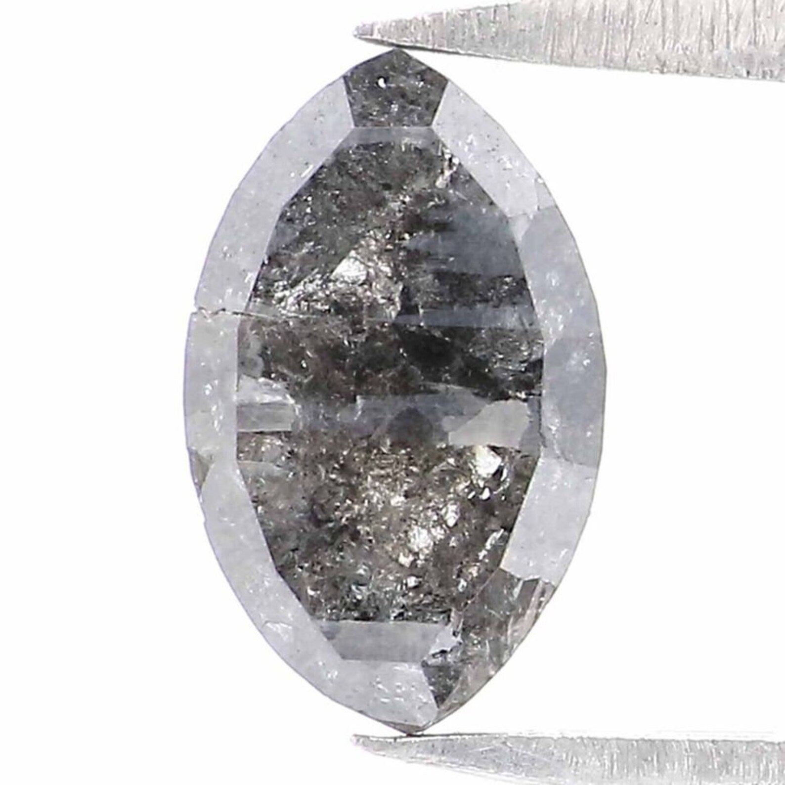 0.76 CT Natural Loose Marquise Diamond Salt And Pepper Diamond 7.40 MM Natural Loose Black Grey Diamond Marquise Rose Cut Diamond NQ9255
