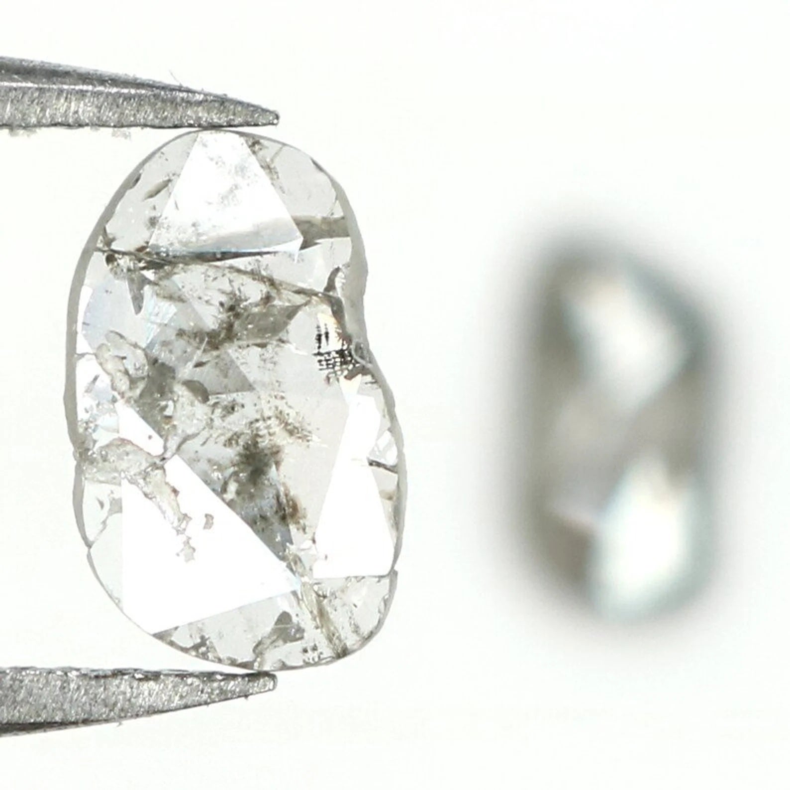 0.94 CT Natural Loose Slice Shape Diamond Salt And Pepper Slice Cut Diamond 7.05 MM Natural Black Grey Color Slice Rose Cut Diamond NQ1632