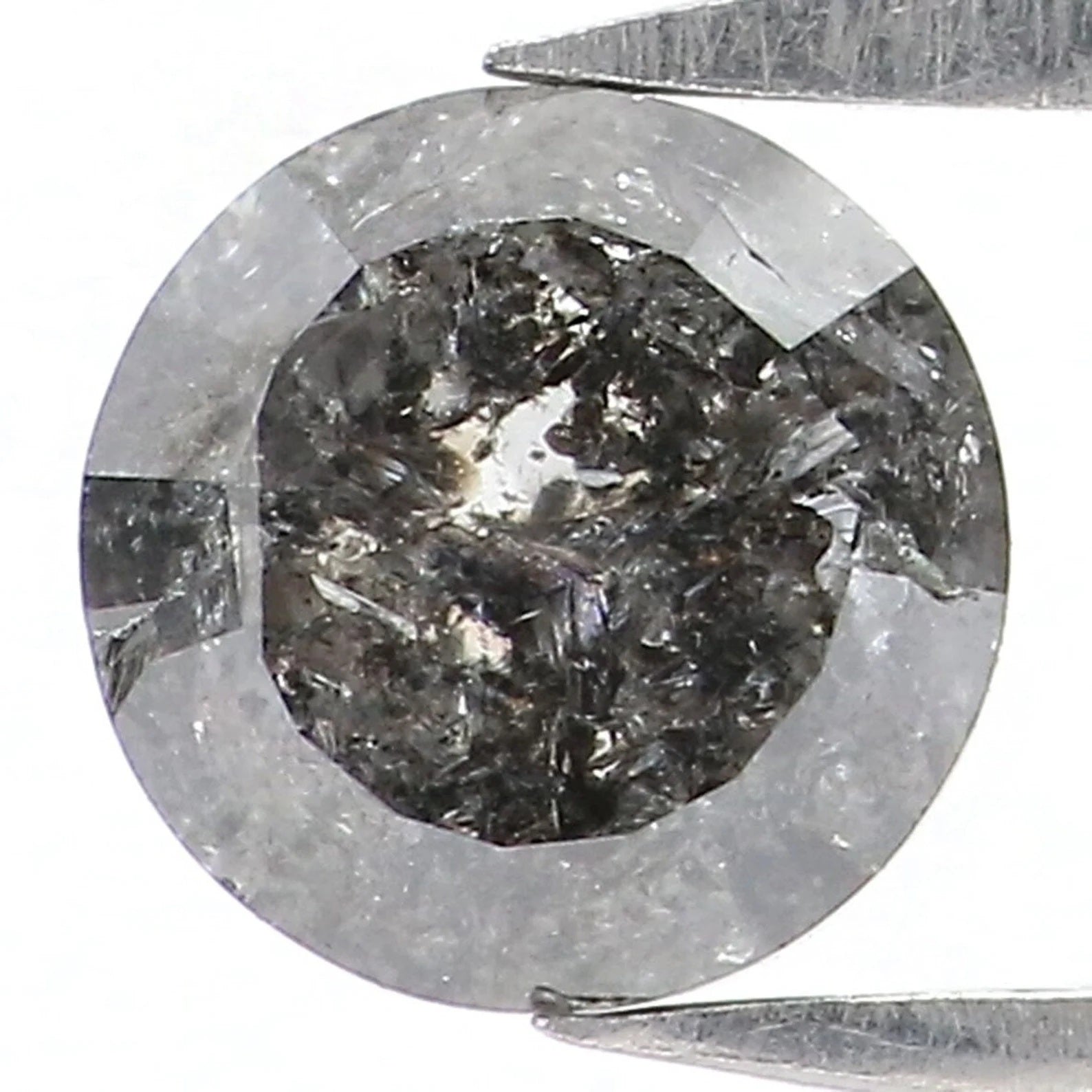 0.79 Ct Natural Loose Round Rose Cut Diamond Salt And Pepper Round Cut Diamond 5.50 MM Natural Black Grey Color Round Cut Diamond NQ2085