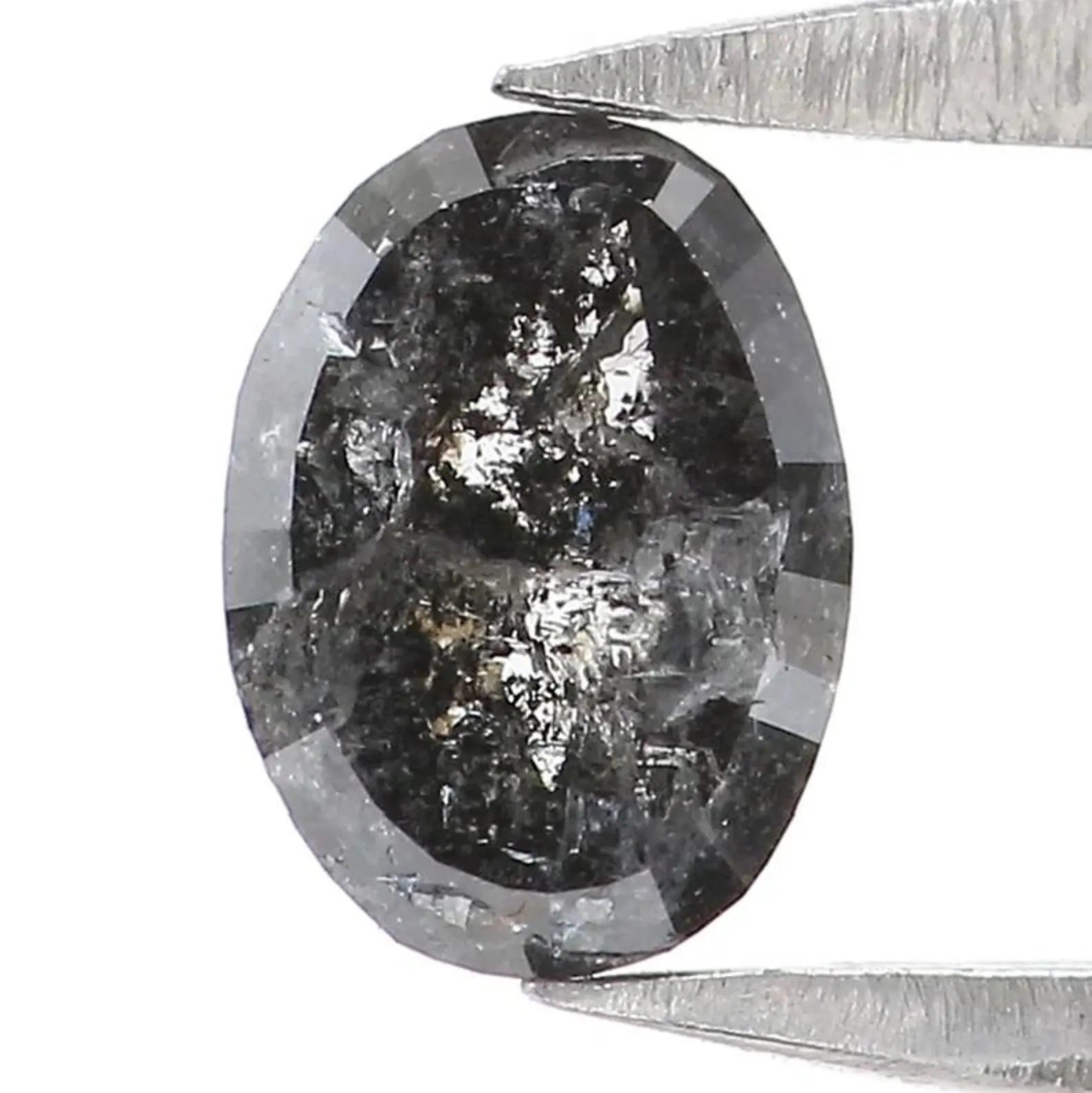 0.40 CT Natural Loose Oval Shape Diamond Salt And Pepper Oval Diamond 5.50 MM Natural Loose Black Grey Color Oval Rose Cut Diamond NQ2116