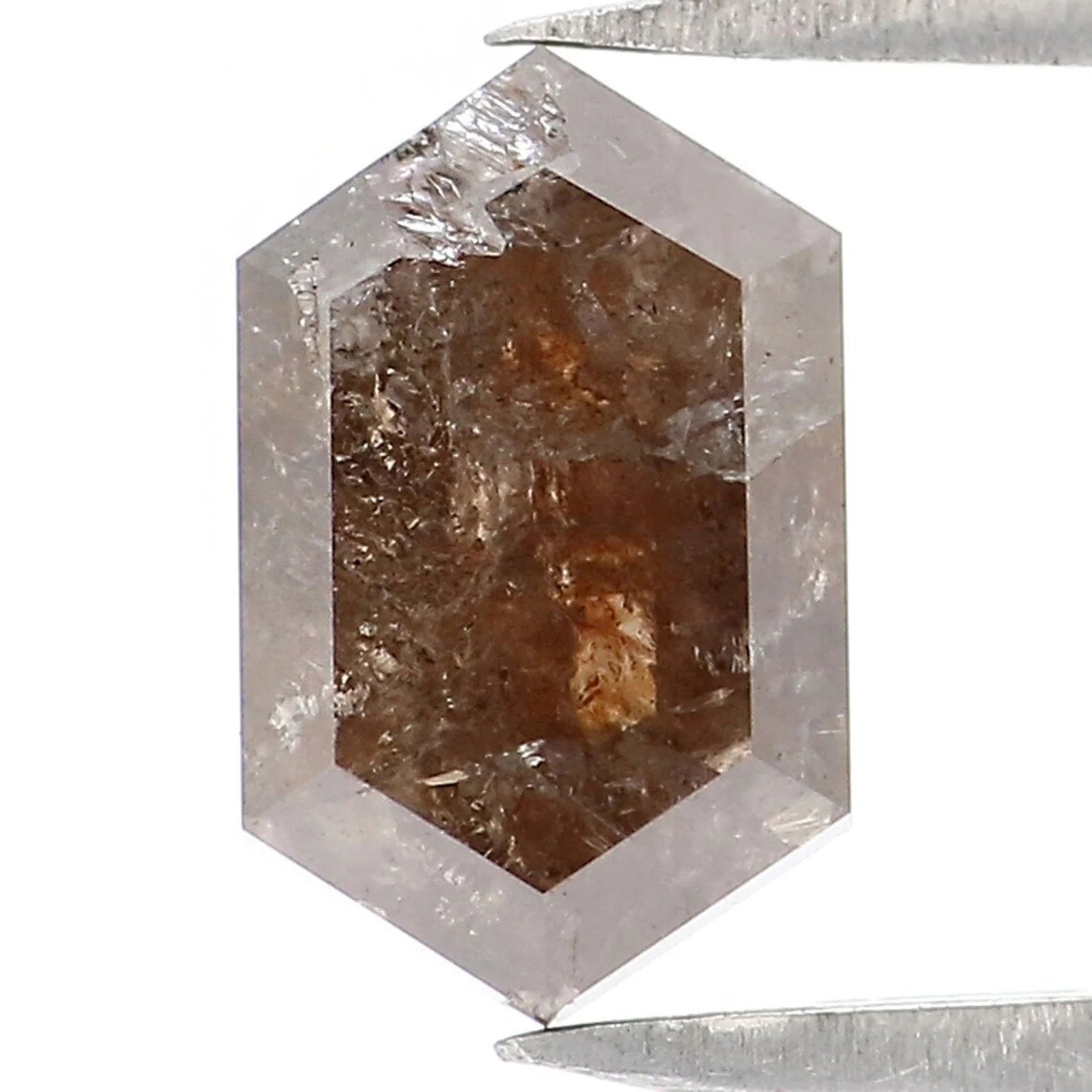 0.89 CT Natural Loose Hexagon Shape Diamond Brown Color Hexagon Cut Diamond 7.30 MM Natural Brown Hexagon Shape Rose Cut Diamond NQ2026