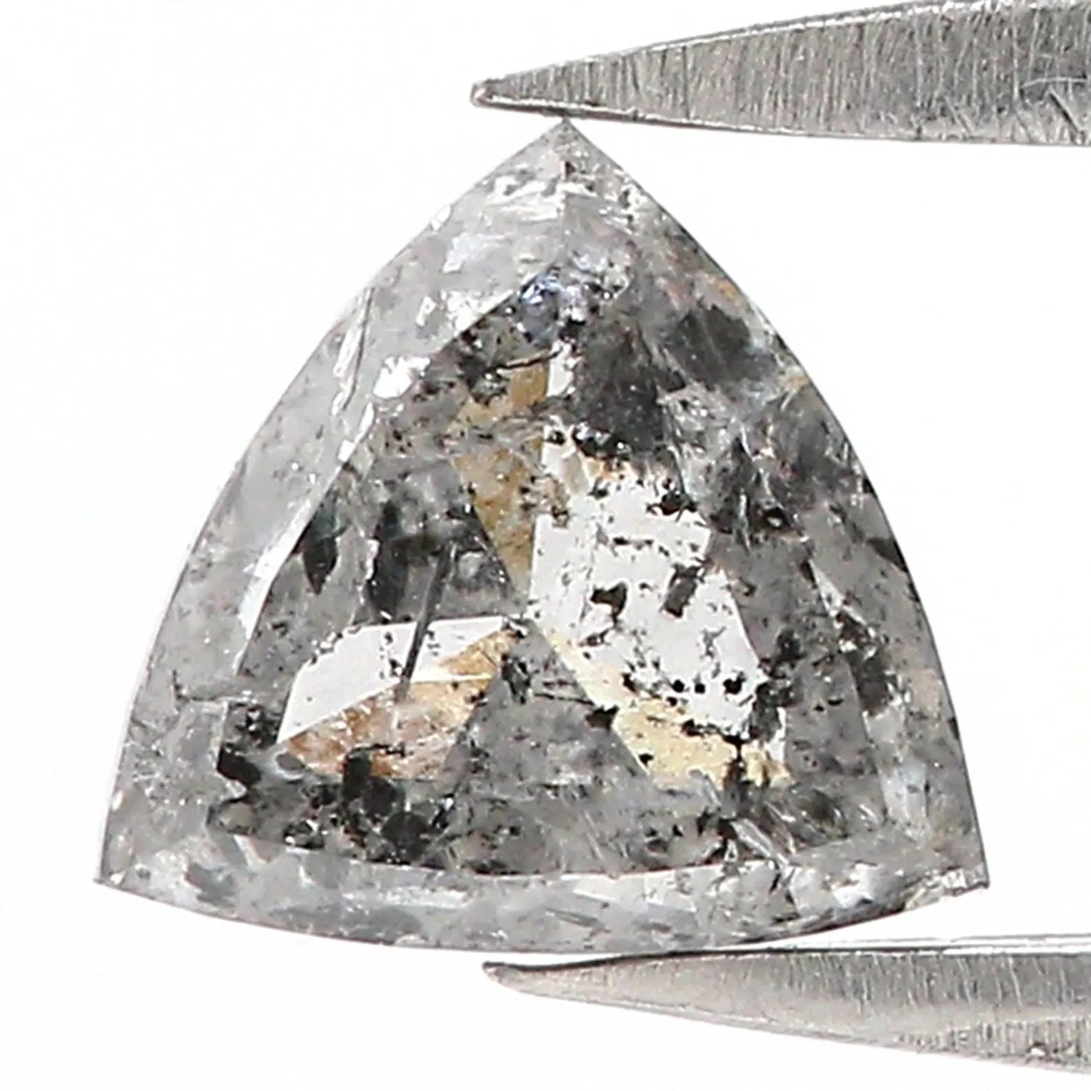 0.90 CT Natural Loose Triangle Shape Diamond Salt And Pepper Triangle Cut Diamond 6.25 MM Black Grey Color Triangle Rose Cut Diamond NQ222