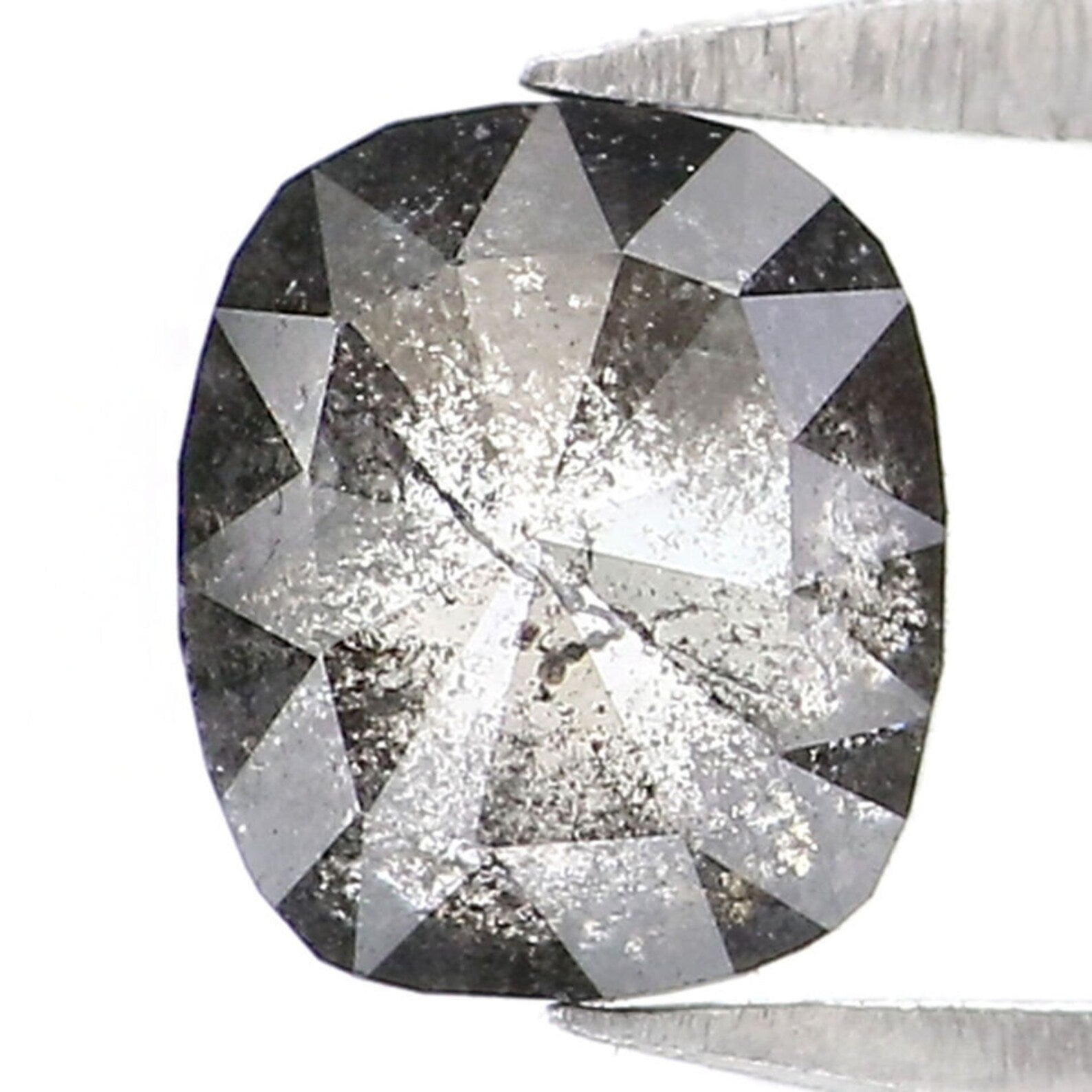 0.61 CT Natural Loose Oval Shape Diamond Salt And Pepper Oval Diamond 5.30 MM Black Grey Color Diamond Oval Shape Rose Cut Diamond NQ7694