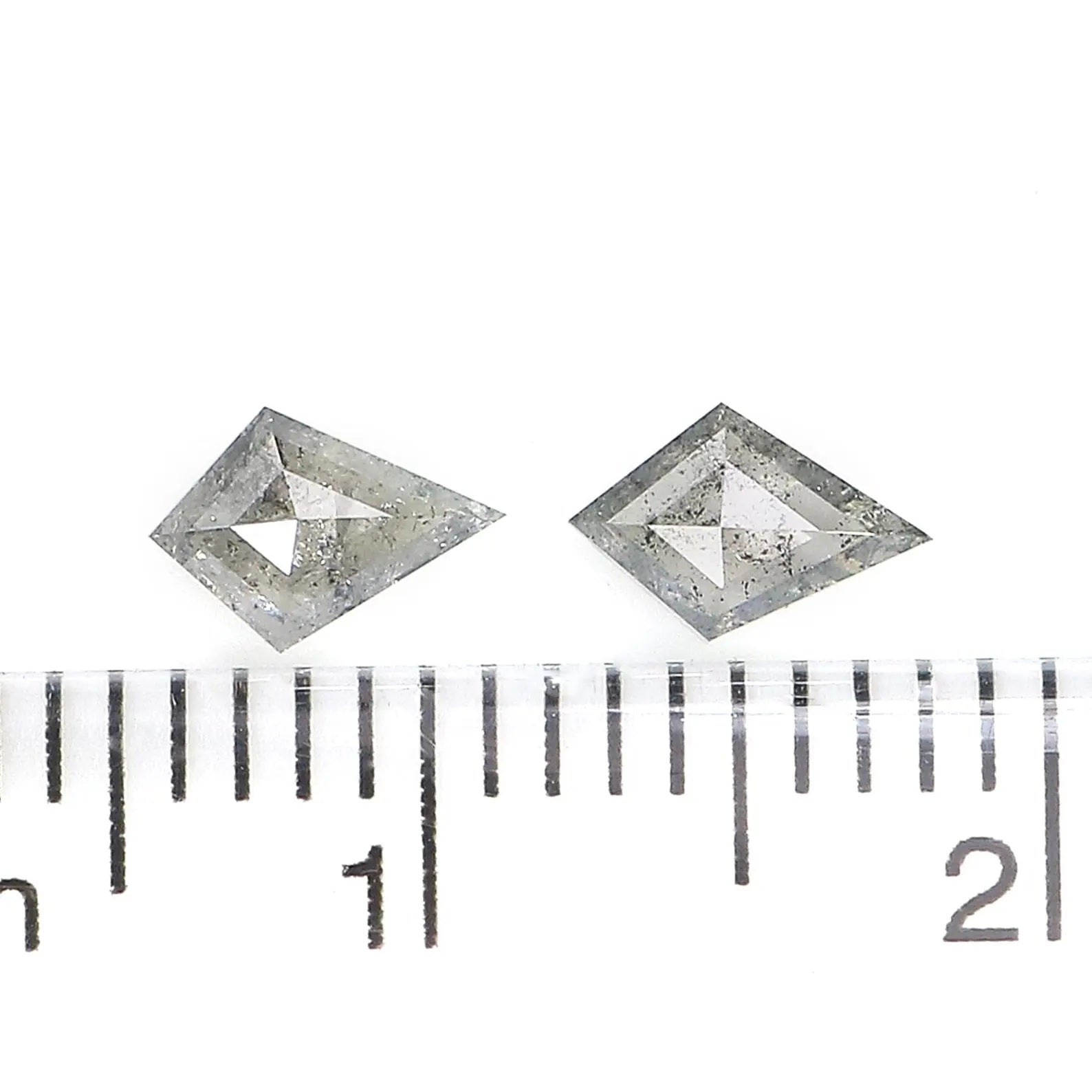 0.46 Ct Natural Loose Kite Shape Pair Diamond Salt And Pepper Kite Diamond 5.80 MM Natural Black Gray Color Kite Rose Cut Diamond NQ2341