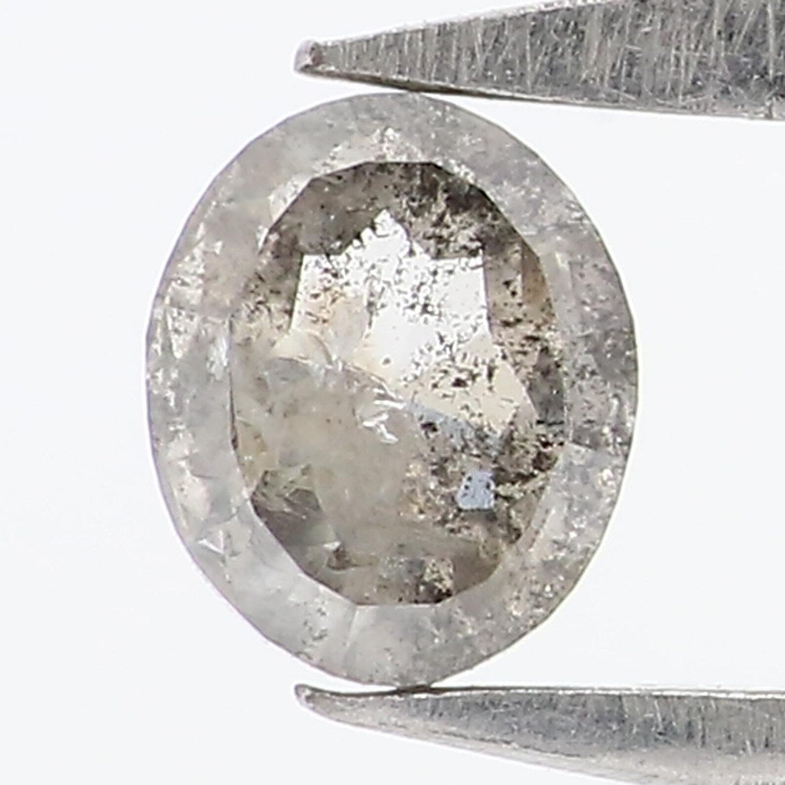 0.24 Ct Natural Loose Oval Shape Diamond Salt And Pepper Oval Cut Diamond 4.00 MM Natural Black Grey Color Oval Rose Cut Diamond NQ9304
