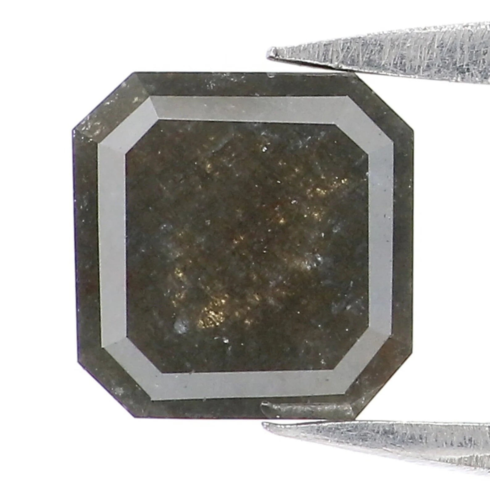 1.06 CT Natural Loose Emerald Shape Diamond Salt And Pepper Emerald Diamond Diamond 5.85 MM Black Grey Color Emerald Rose Cut Diamond QN9247
