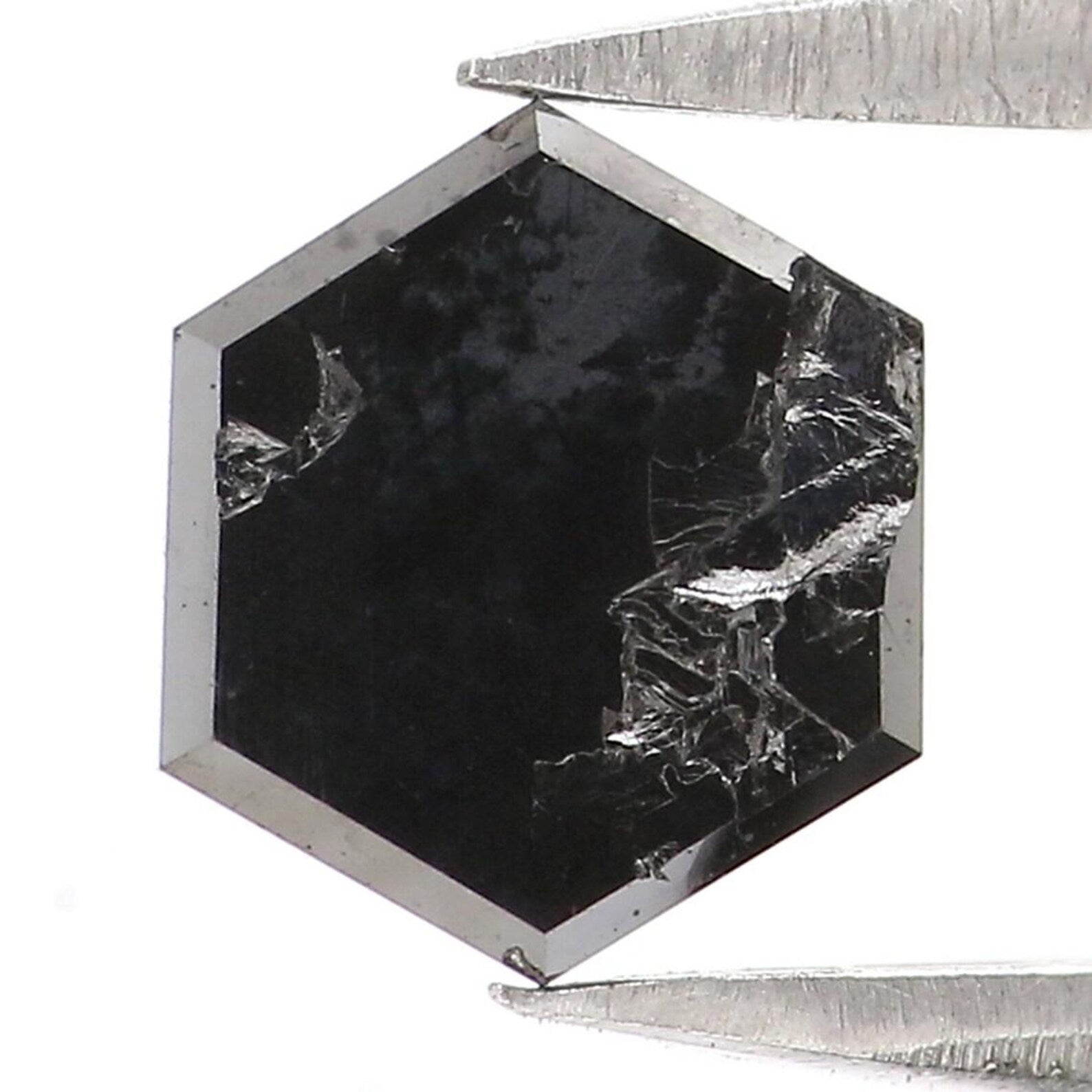 0.67 CT Natural Loose Hexagon Shape Diamond Black Color Hexagon Diamond 6.75 MM Natural Loose Black Color Hexagon Rose Cut Diamond NQ2237