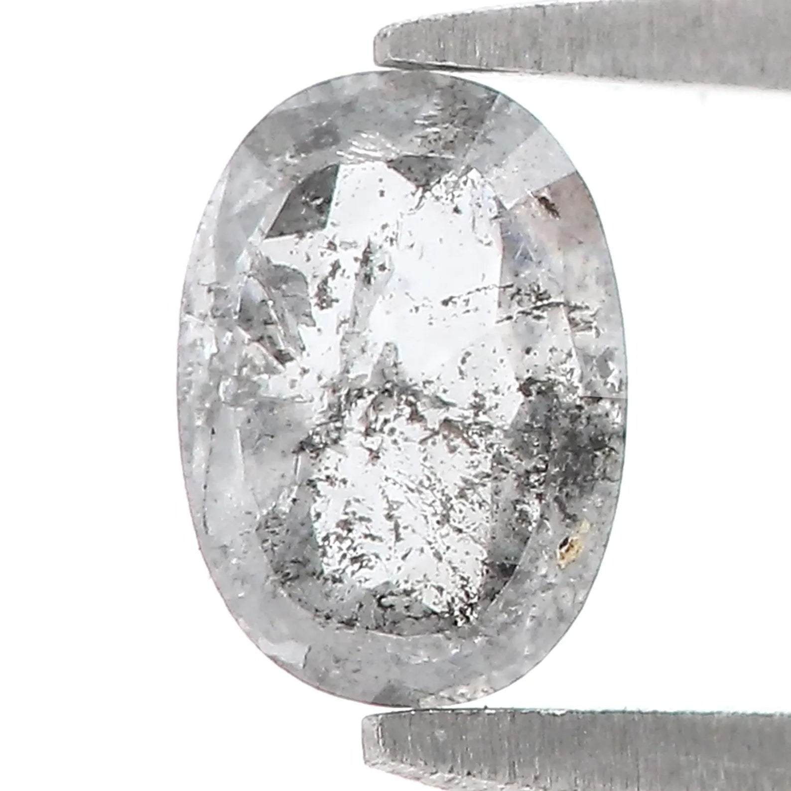 0.58 CT Natural Loose Oval Shape Diamond Salt And Pepper Oval Diamond 6.40 MM Natural Loose Black Grey Diamond Oval Rose Cut Diamond NQ1556