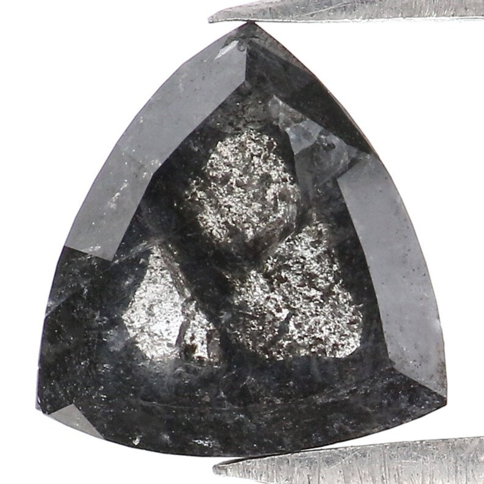 1.02 CT Natural Loose Triangle Diamond Salt And Pepper Triangle Diamond 6.90 MM Natural Black Grey Color Triangle Rose Cut Diamond NQ9566