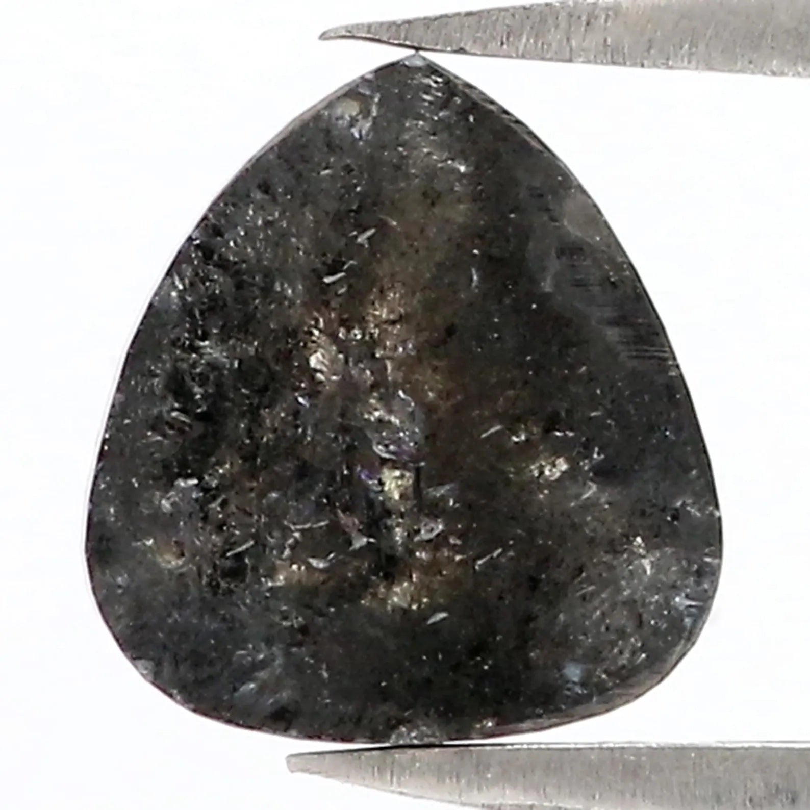 1.95 Ct Natural Loose Pear Shape Diamond Salt And Pepper Pear Diamond 8.85 MM Natural Loose Black Grey Color Pear Rose Cut Diamond QN9245