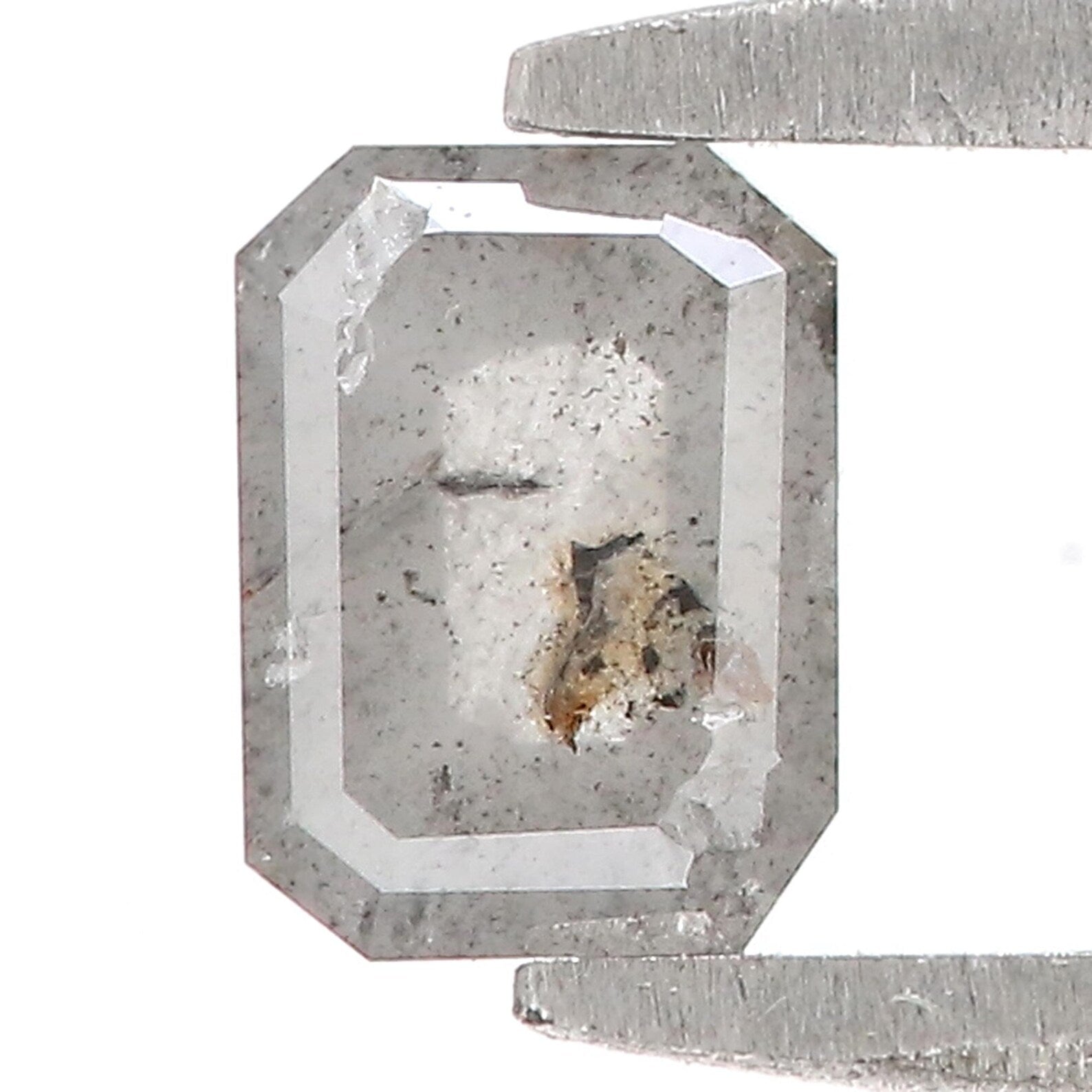 0.52 CT Natural Loose Emerald Shape Diamond Grey Color Emerald Diamond 5.40 MM Natural Diamond Grey Color Emerald Rose Cut Diamond QN824