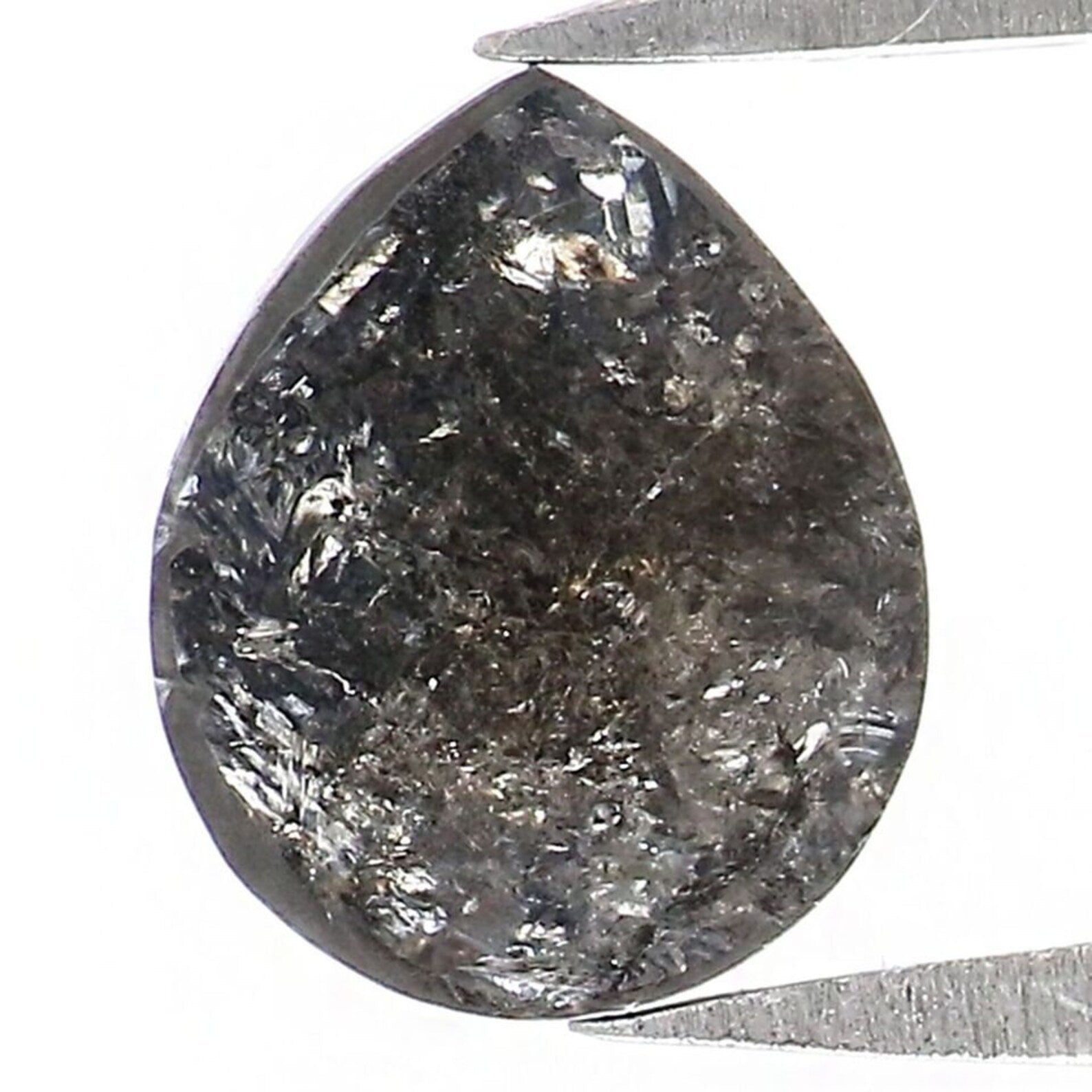 0.74 CT Natural Loose Pear Shape Diamond Salt And Pepper Pear Diamond 7.00 MM Natural Loose Black Grey Color Pear Rose Cut Diamond NQ9225