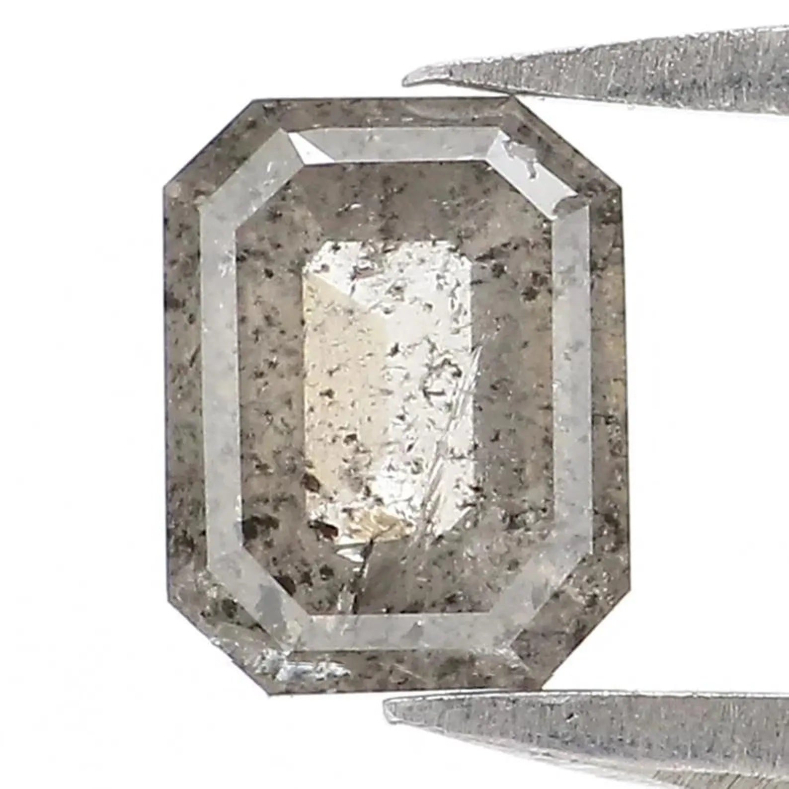 0.64 CT Natural Loose Emerald Shape Diamond Salt And Pepper Emerald Diamond 5.55 MM Natural Black Grey Color Emerald Rose Cut Diamond NQ2444