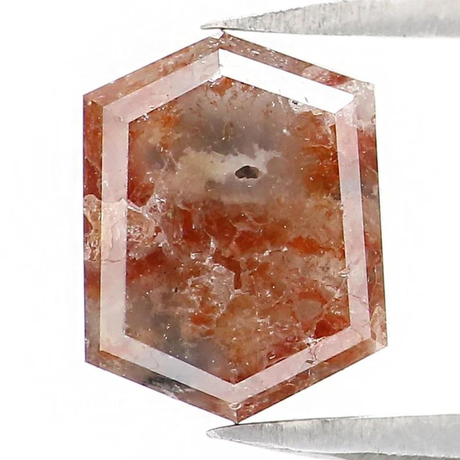 1.99 CT Natural Loose Hexagon Shape Diamond Brown Color Hexagon Diamond 8.15 MM Natural Loose Brown Color Hexagon Rose Cut Diamond NQ1982