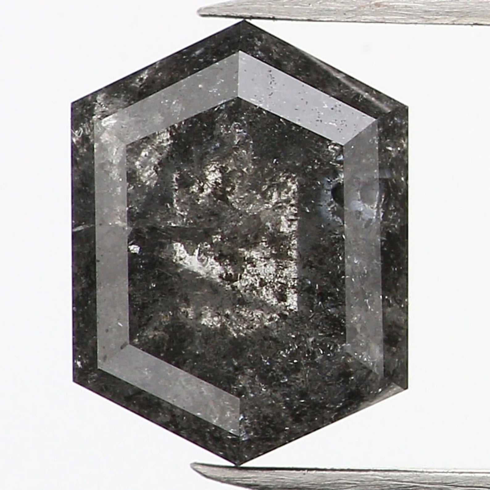 0.80 CT Natural Loose Hexagon Shape Diamond Salt And Pepper Hexagon Cut Diamond 6.30 MM Natural Loose Hexagon Shape Rose Cut Diamond QN1135