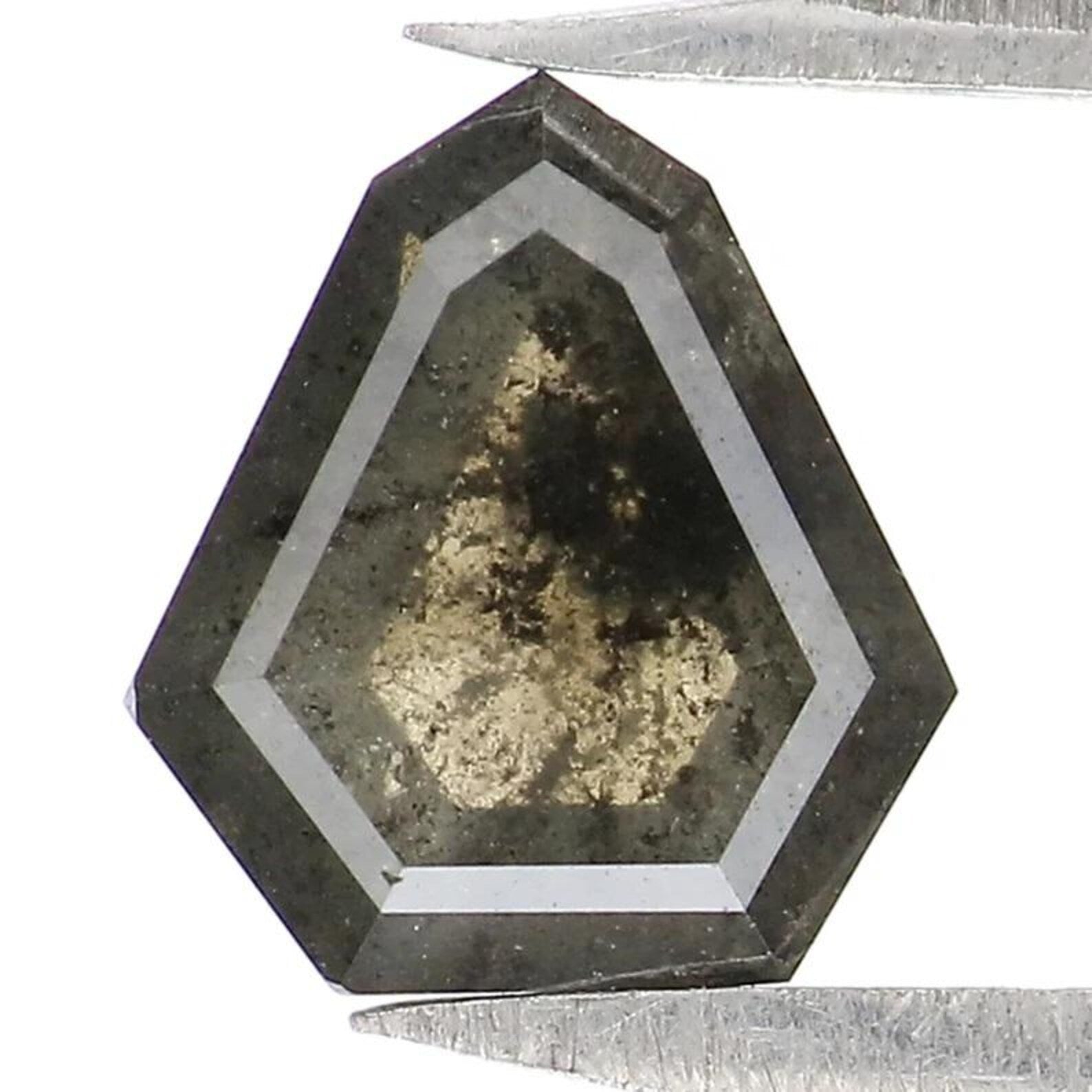0.98 CT Natural Loose Shield Shape Diamond Salt And Pepper Shield Diamond 7.00 MM Natural Black Grey Color Shield Rose Cut Diamond NQ9367