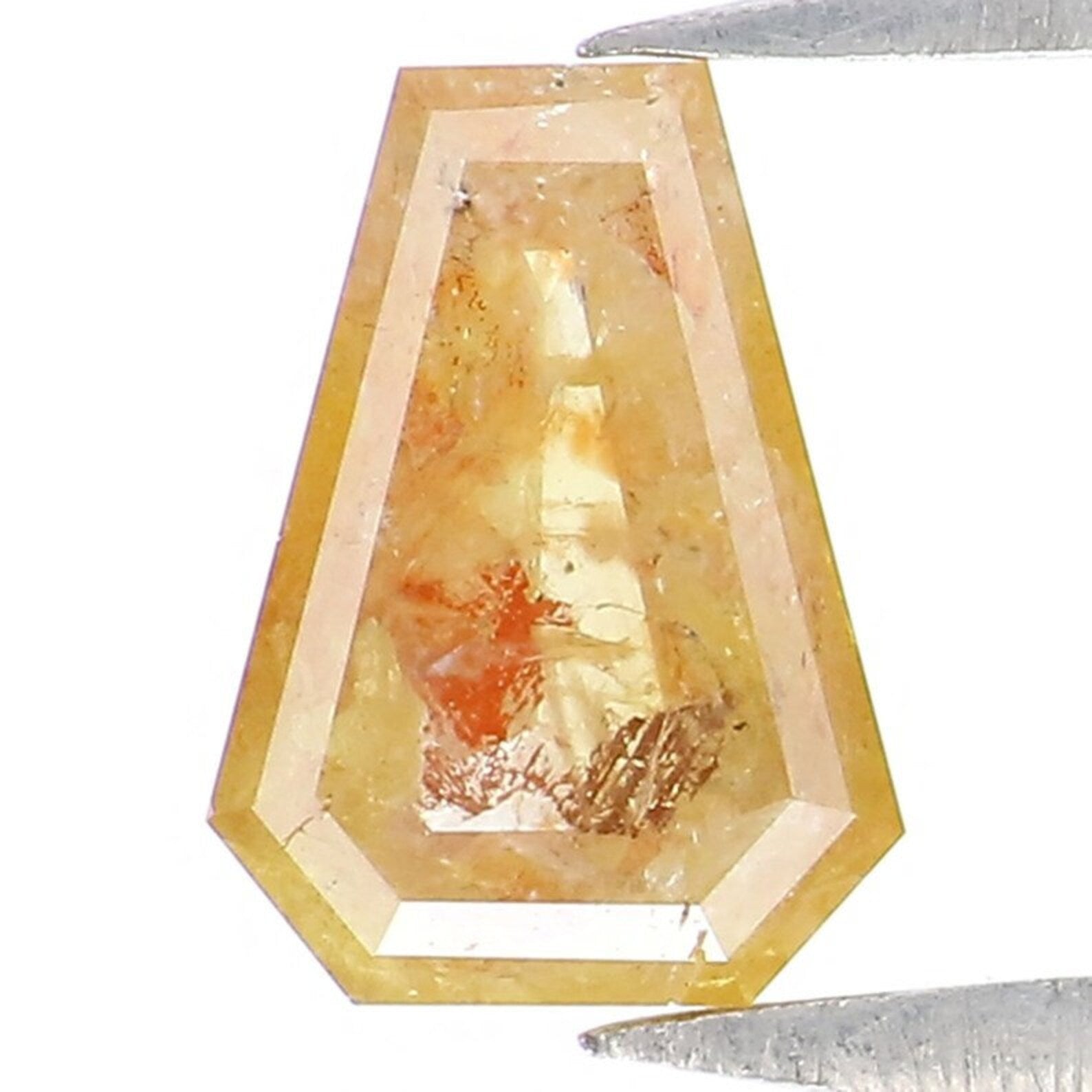 0.66 CT Natural Loose Coffin Diamond Yellow Color Coffin Cut Diamond 6.55 MM Natural Diamond Yellow Color Coffin Rose Cut Diamond QN1988