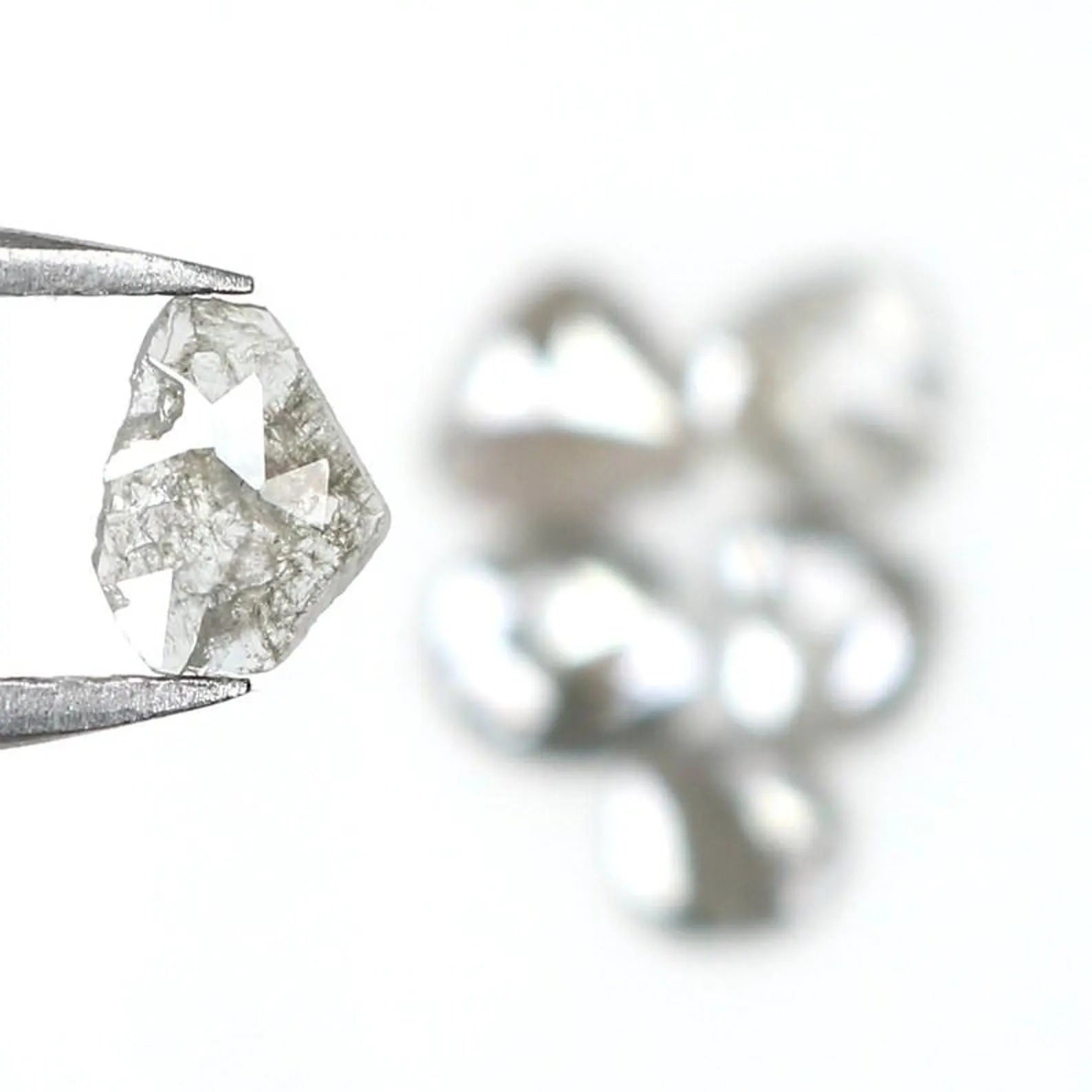 0.75 CT Natural Loose Slice Shape Diamond Salt And Pepper Irregular Cut Diamond 3.60 MM Black Grey Color Slice Shape Rose Cut Diamond NQ1645