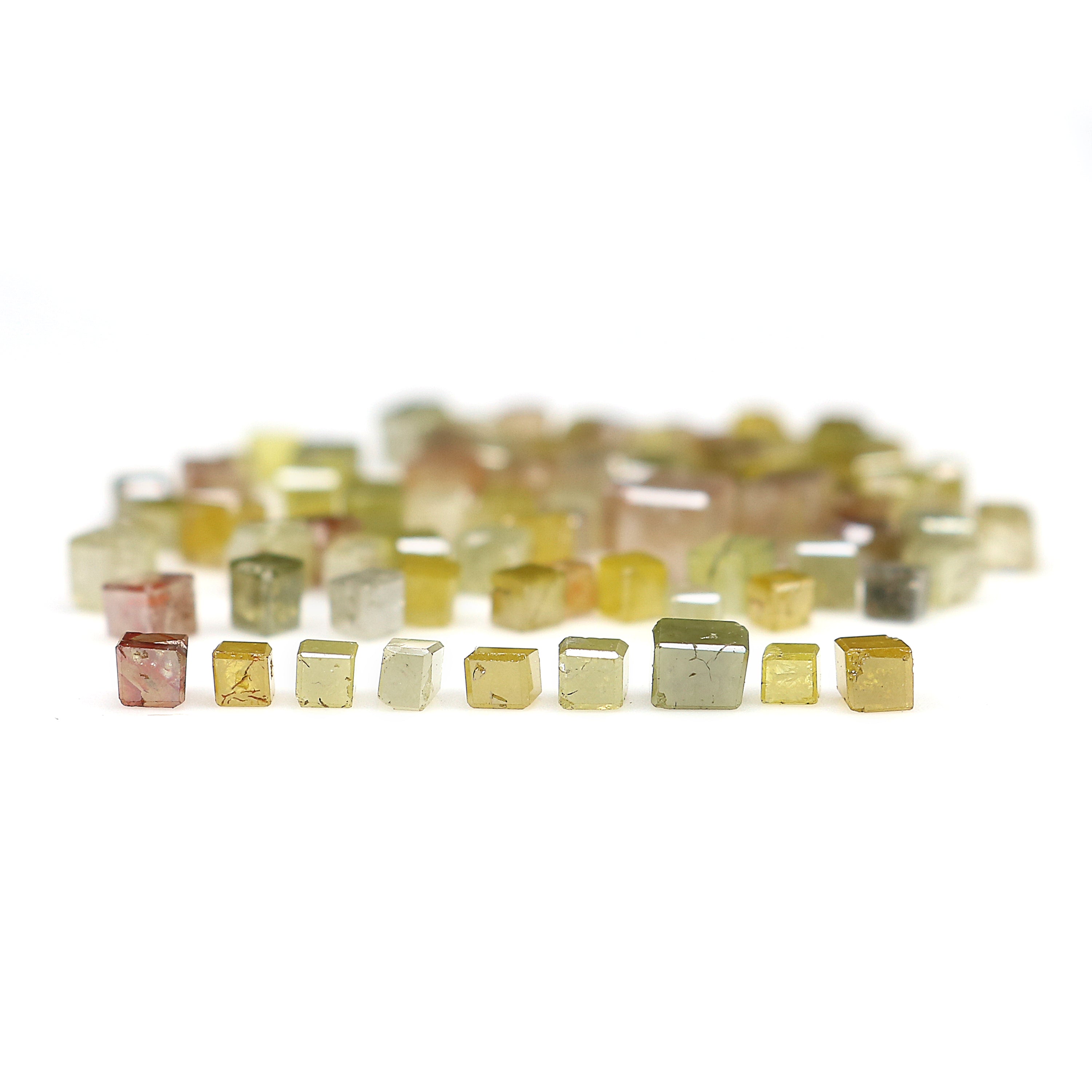 Natural Loose Square Cube Rough Shape Diamond Mix Color Square Uncut Diamond 1.50 to 2.50 MM Polished Square Cube Irregular Cut Diamond Q63