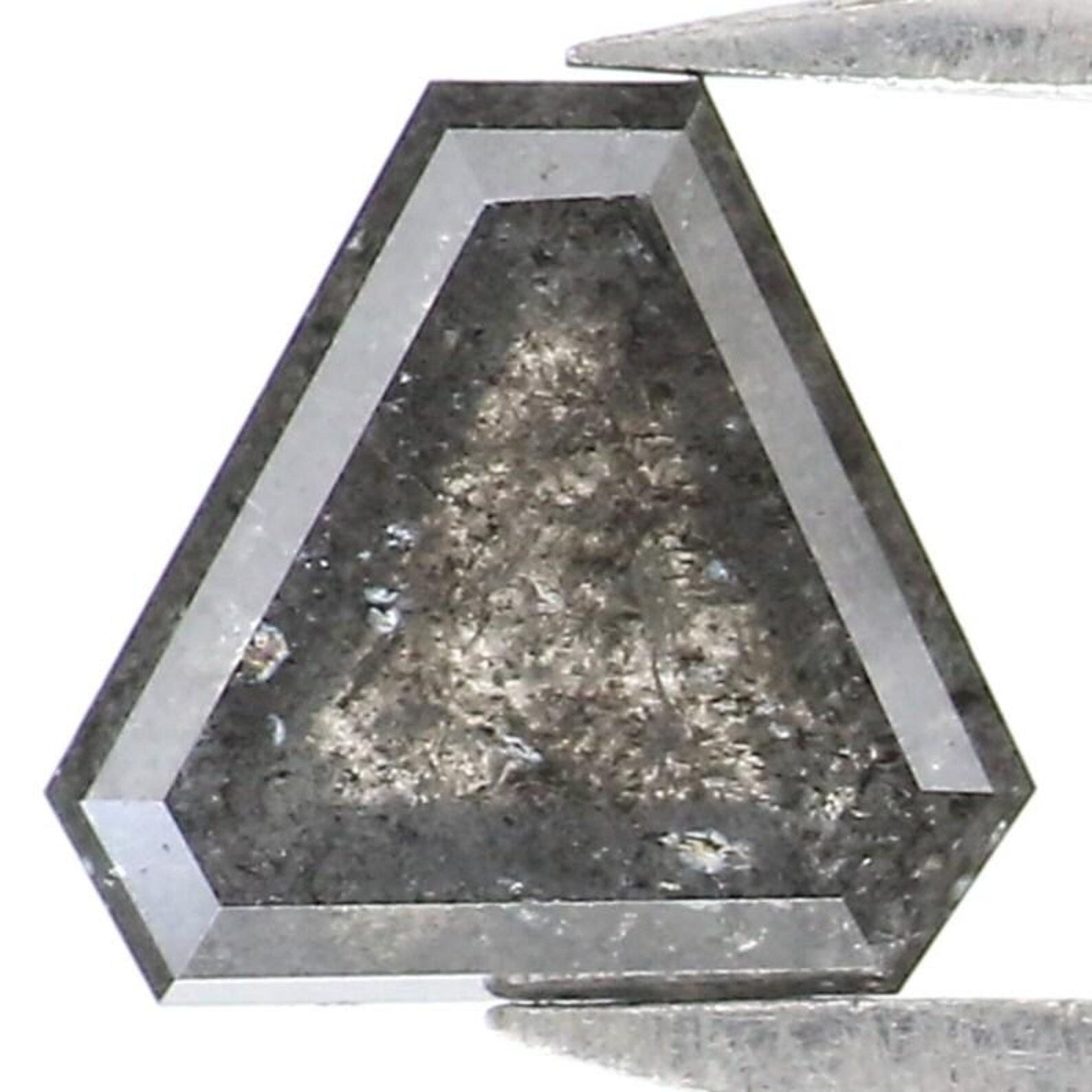 0.77 CT Natural Loose Triangle Shape Diamond Salt And Pepper Triangle Cut Diamond 5.00 MM Black Grey Color Triangle Rose Cut Diamond NQ8009