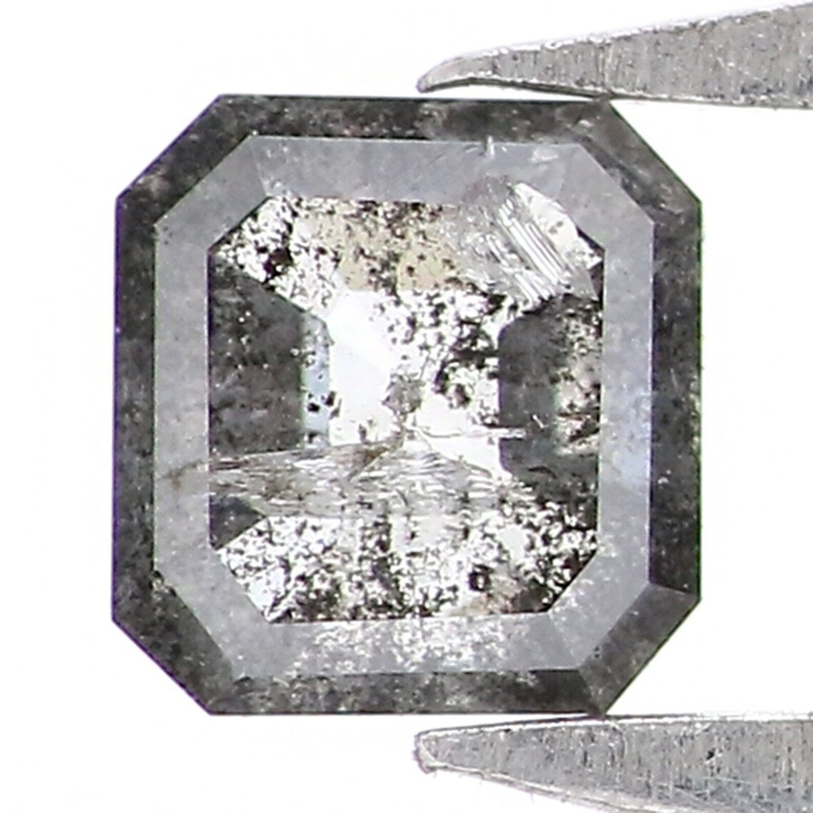 0.23 CT Natural Loose Emerald Shape Diamond Salt And Pepper Diamond 3.70 MM Natural Loose Black Grey Color Emerald Rose Cut Diamond NQ9405