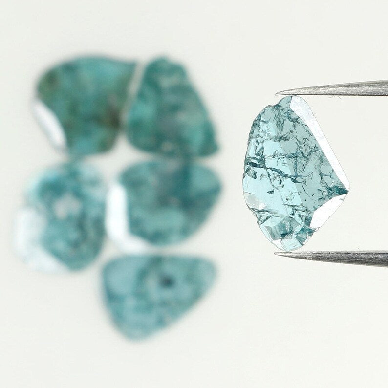 1.86 Ct Natural Loose Slice Shape Diamond Blue Color Slice Cut Diamond 7.70 MM Natural Loose Diamond Blue Color Irregular Cut Diamond NQ1315
