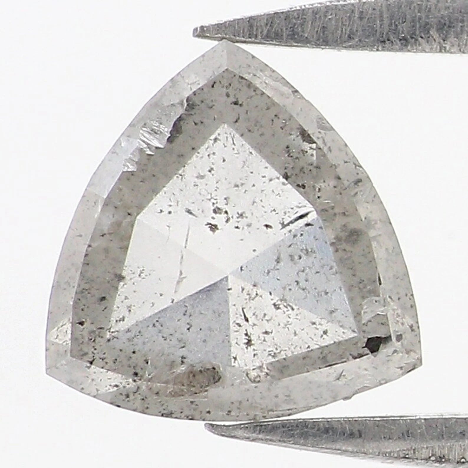 1.12 Ct Natural Loose Triangle Shape Diamond Salt And Pepper Triangle Cut Diamond 6.60 MM Black Grey Color Triangle Rose Cut Diamond QN8947