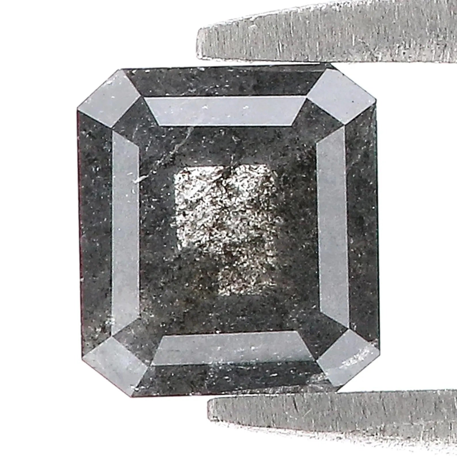 0.71 Ct Natural Loose Emerald Shape Diamond Salt And Pepper Emerald Diamond 5.10 MM Natural Black Grey Color Emerald Rose Cut Diamond QN7662