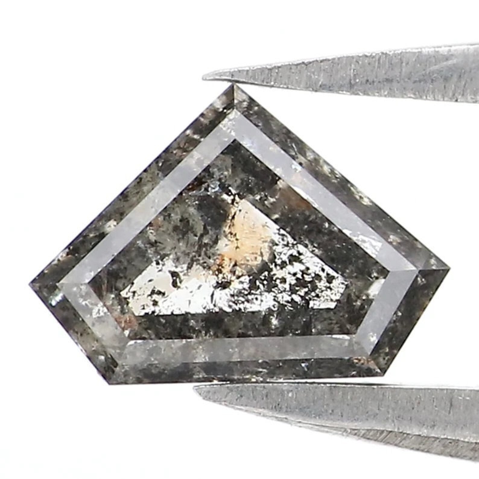 0.67 CT Natural Loose Shield Shape Diamond Salt And Pepper Shield Diamond 5.00 MM Natural Black Grey Color Shield Rose Cut Diamond NQ2159