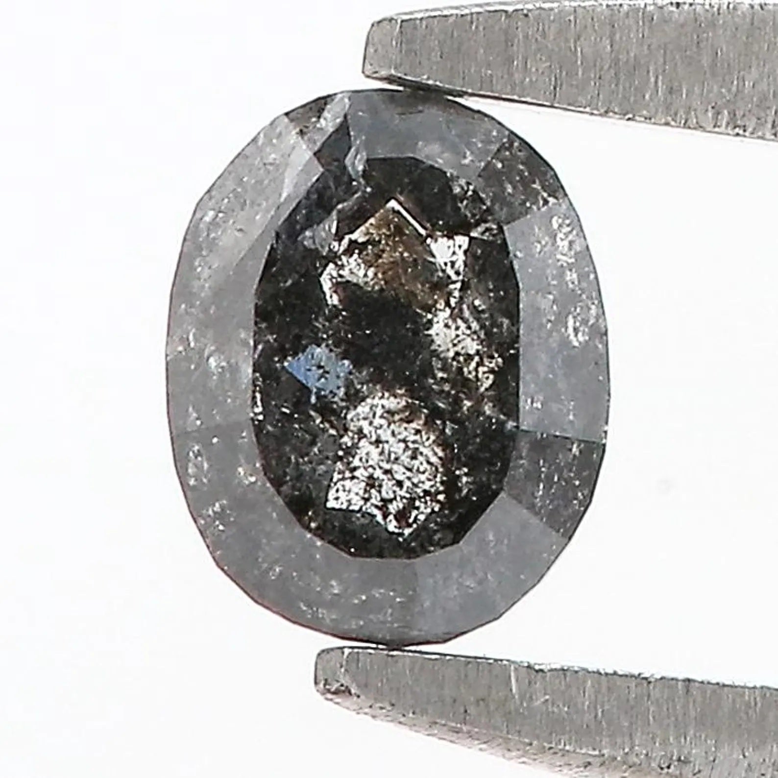 0.32 Ct Natural Loose Oval Shape Diamond Salt And Pepper Oval Cut Diamond 4.50 MM Black Grey Color Oval Shape Rose Cut Diamond QN9185