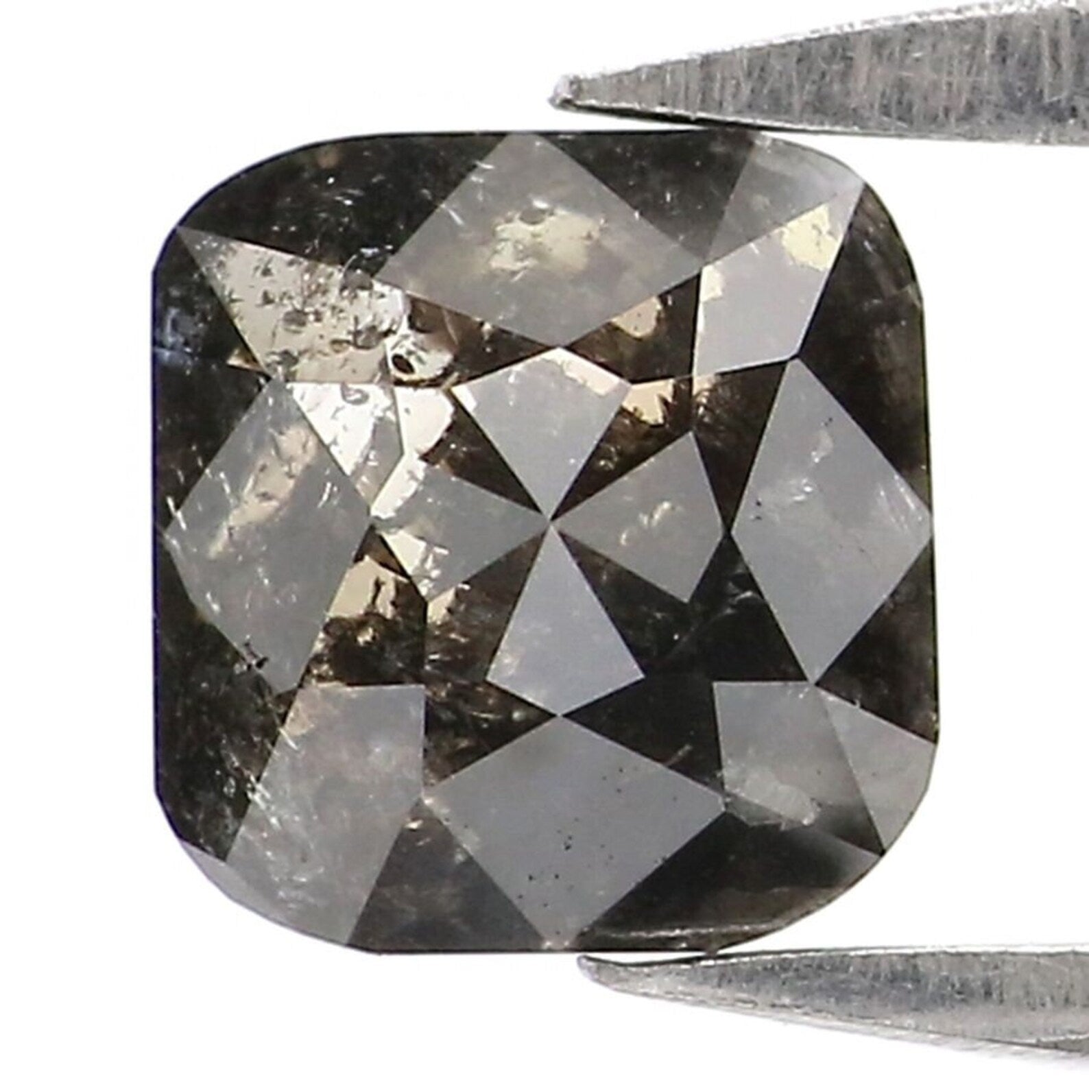 0.88 Ct Natural Loose Cushion Shape Diamond Salt And Pepper Cushion Diamond 5.40 MM Natural Black Grey Color Cushion Rose Cut Diamond NQ1133