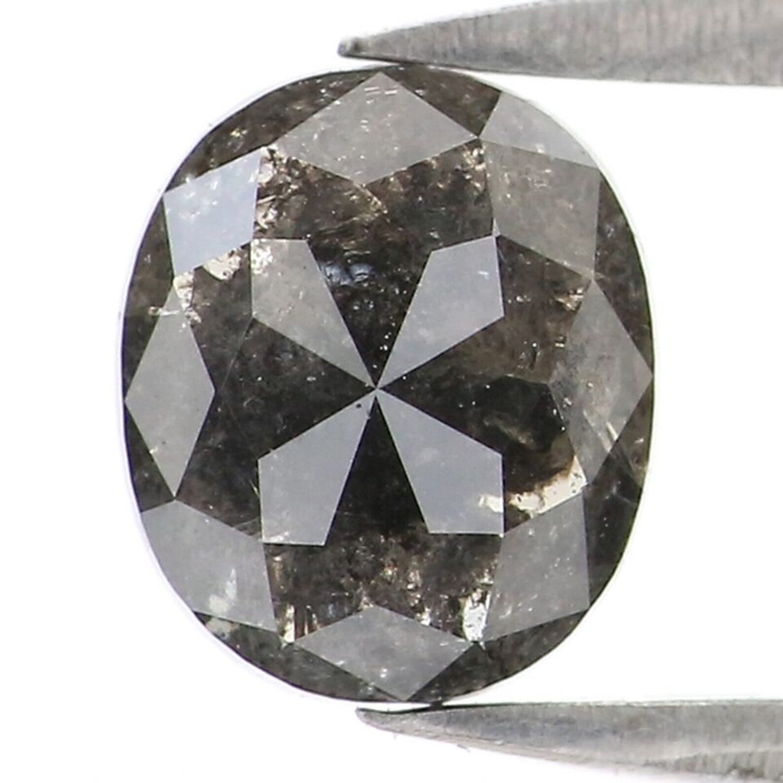 1.12 Ct Natural Loose Oval Shape Diamond Salt And Pepper Oval Diamond 6.60 MM Natural Black Grey Color Oval Rose Cut Diamond QN2360