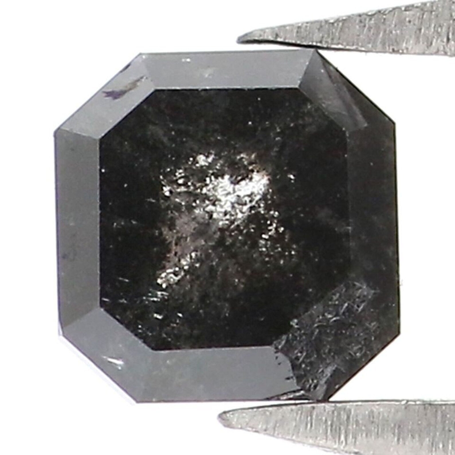 0.40 Ct Natural Loose Emerald Shape Diamond Salt And Pepper Emerald Diamond 4.00 MM Natural Black Grey Color Emerald Rose Cut Diamond NQ9403