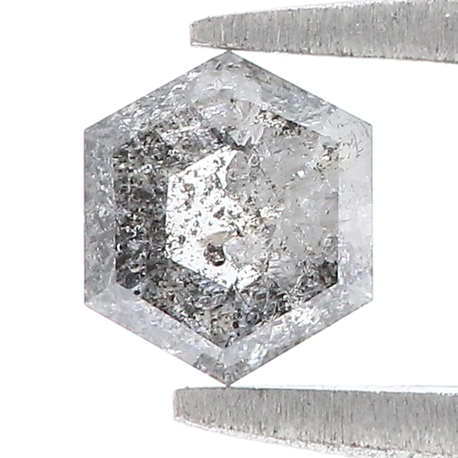 0.58 CT Natural Loose Hexagon Shape Diamond Salt And Pepper Hexagon Cut Diamond 5.45 MM Natural Loose Hexagon Shape Rose Cut Diamond QN536