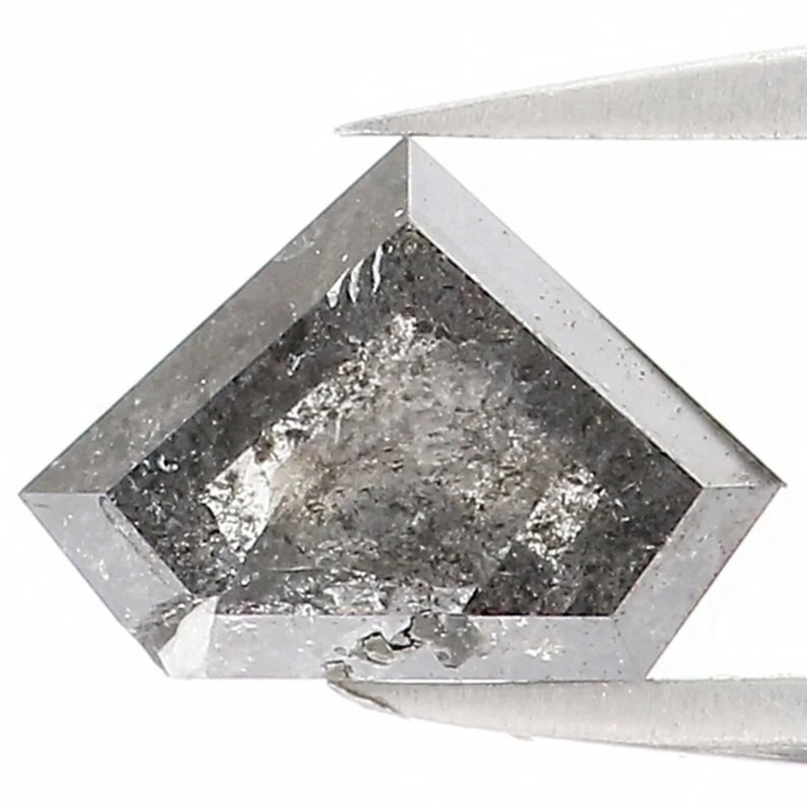 0.61 CT Natural Loose Shield Shape Diamond Salt And Pepper Shield Cut Diamond 4.80 MM Black Grey Color Shield Shape Rose Cut Diamond NQ1551