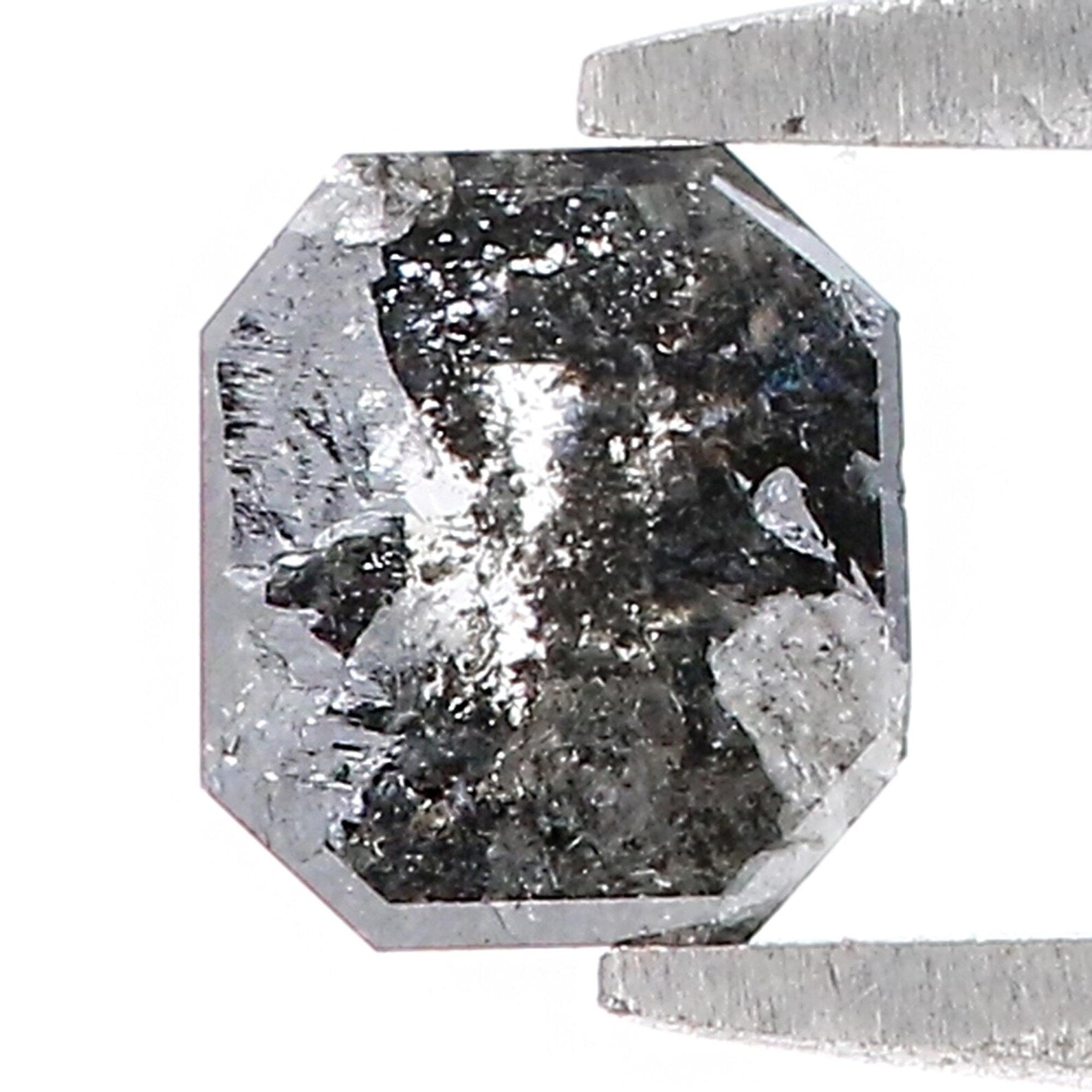 0.55 CT Natural Loose Emerald Shape Diamond Salt And Pepper Emerald Cut Diamond 5.10 MM Black Grey Color Emerald Rose Cut Diamond QN9426