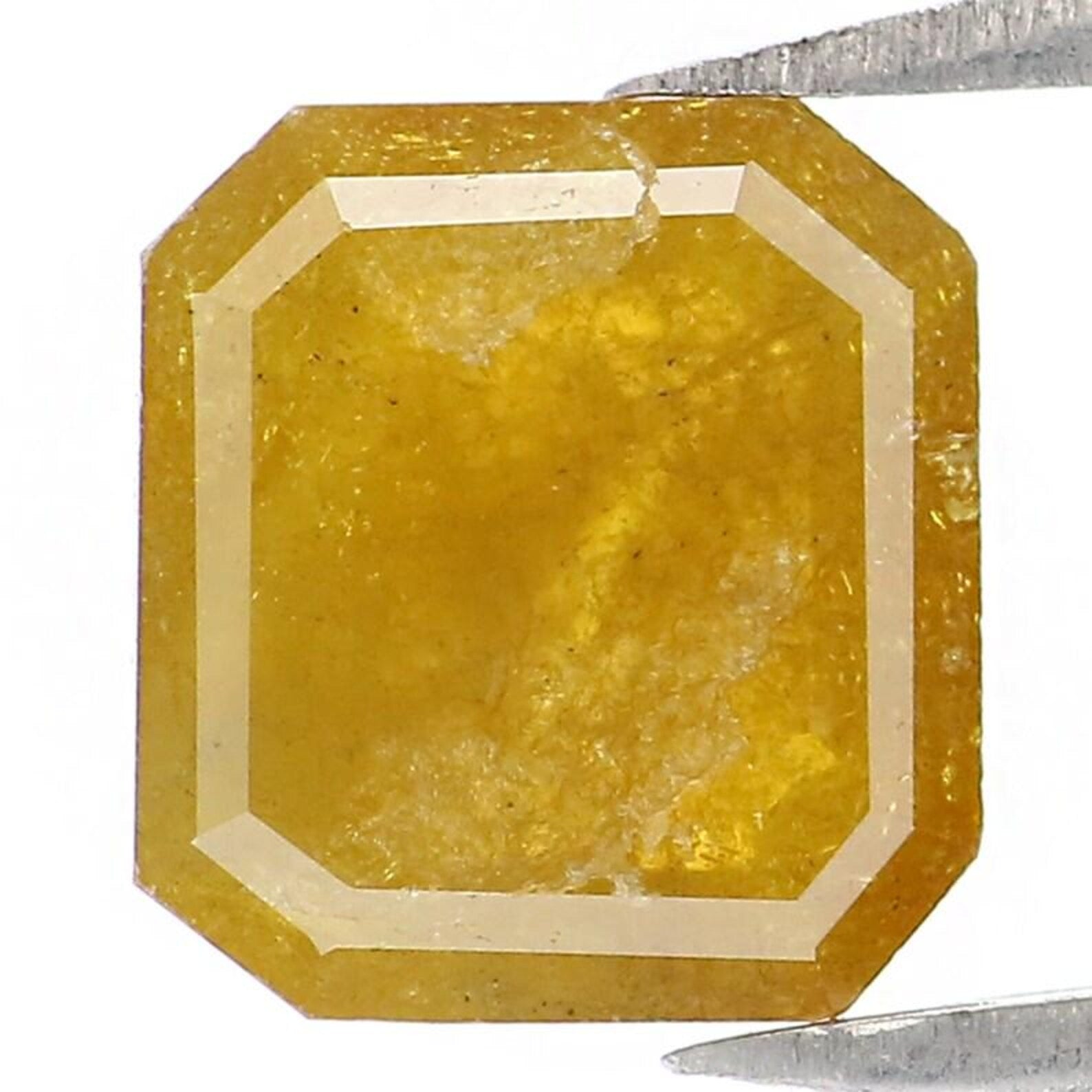 1.49 Ct Natural Loose Emerald Shape Diamond Yellow Color Emerald Diamond 7.55 MM Natural Loose Yellow Color Emerald Rose Cut Diamond NQ504