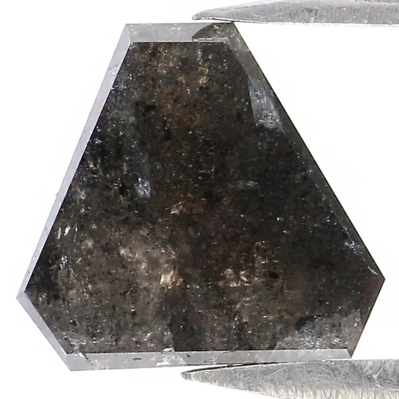 1.37 CT Natural Loose Shield Shape Diamond Salt And Pepper Shield Diamond 8.95 MM Natural Black Gray Color Shield Rose Cut Diamond NQ9449