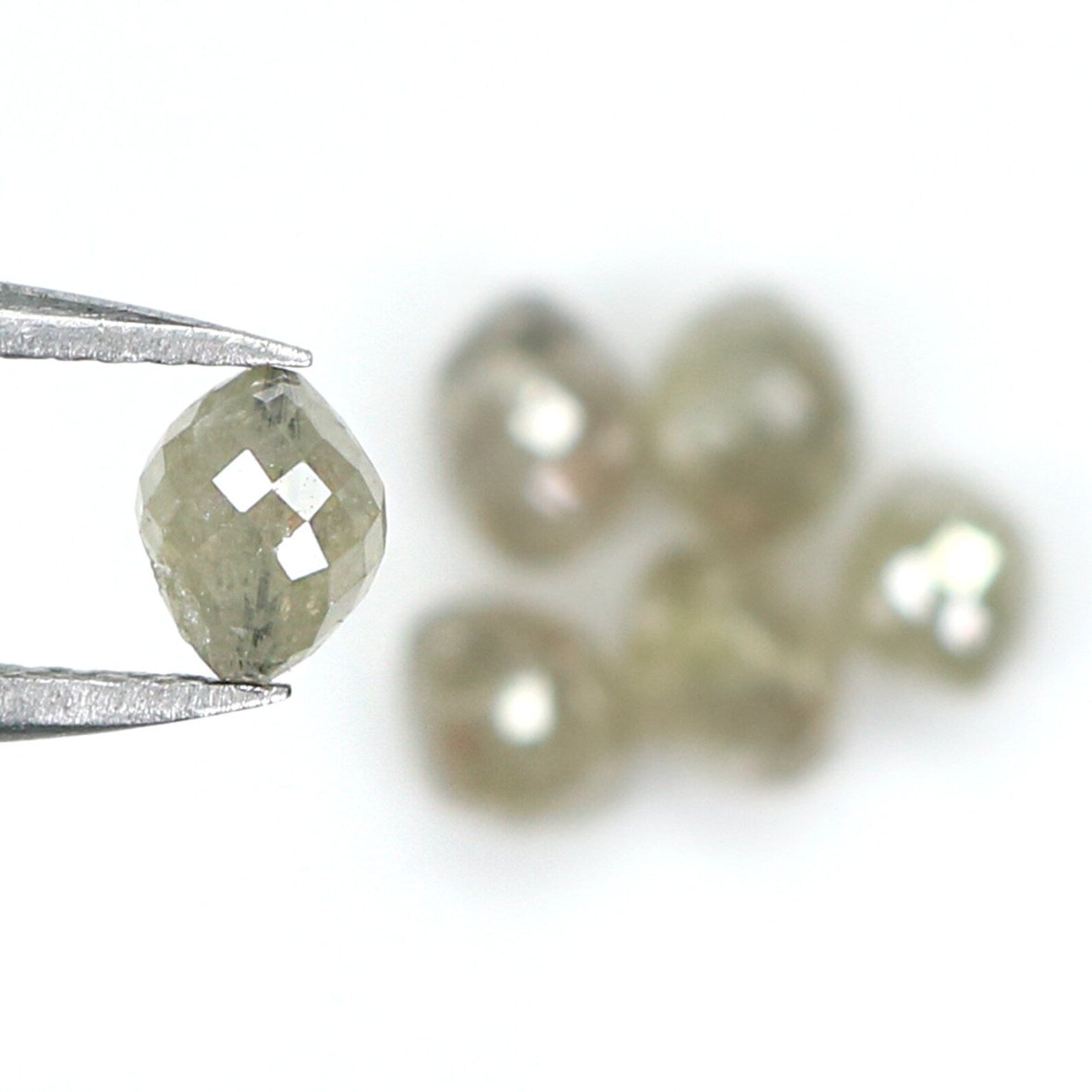 Natural Loose Egg Shape Bead Gray Color Diamond 3.51 CT 4.40 MM Bead Shape Rose Cut Diamond KDN1786