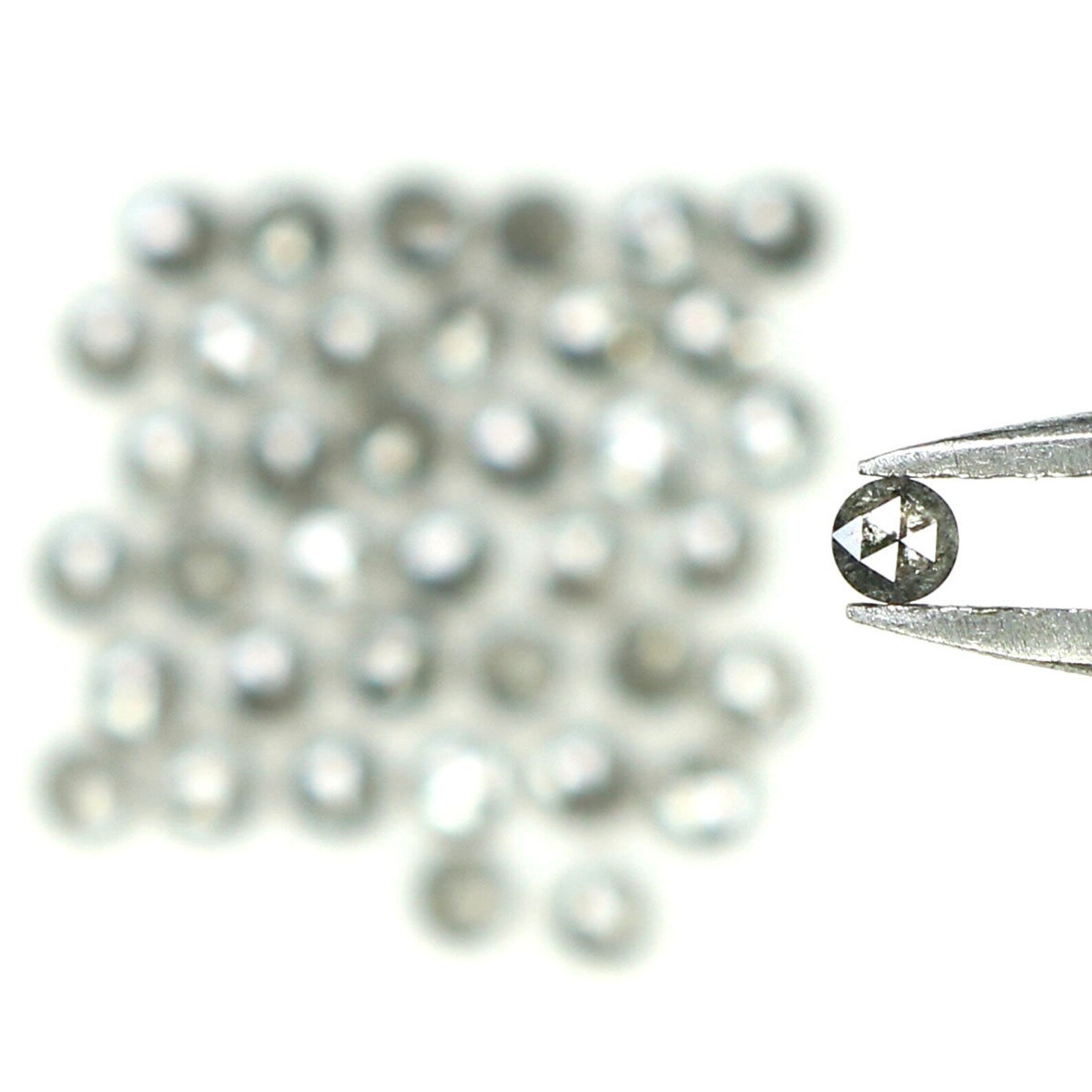 1.02 CT Natural Loose Rose Cut Diamond Salt And Pepper Diamond Black Grey Color 1.70 MM Natural Loose Round Rose Cut Shape Diamond N1561