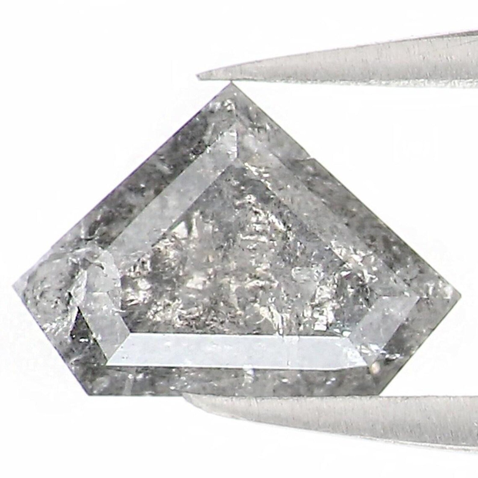 0.46 CT Natural Loose Shield Shape Diamond Salt And Pepper Shield Diamond 4.40 MM Natural Black Grey Color Shield Rose Cut Diamond NQ1534