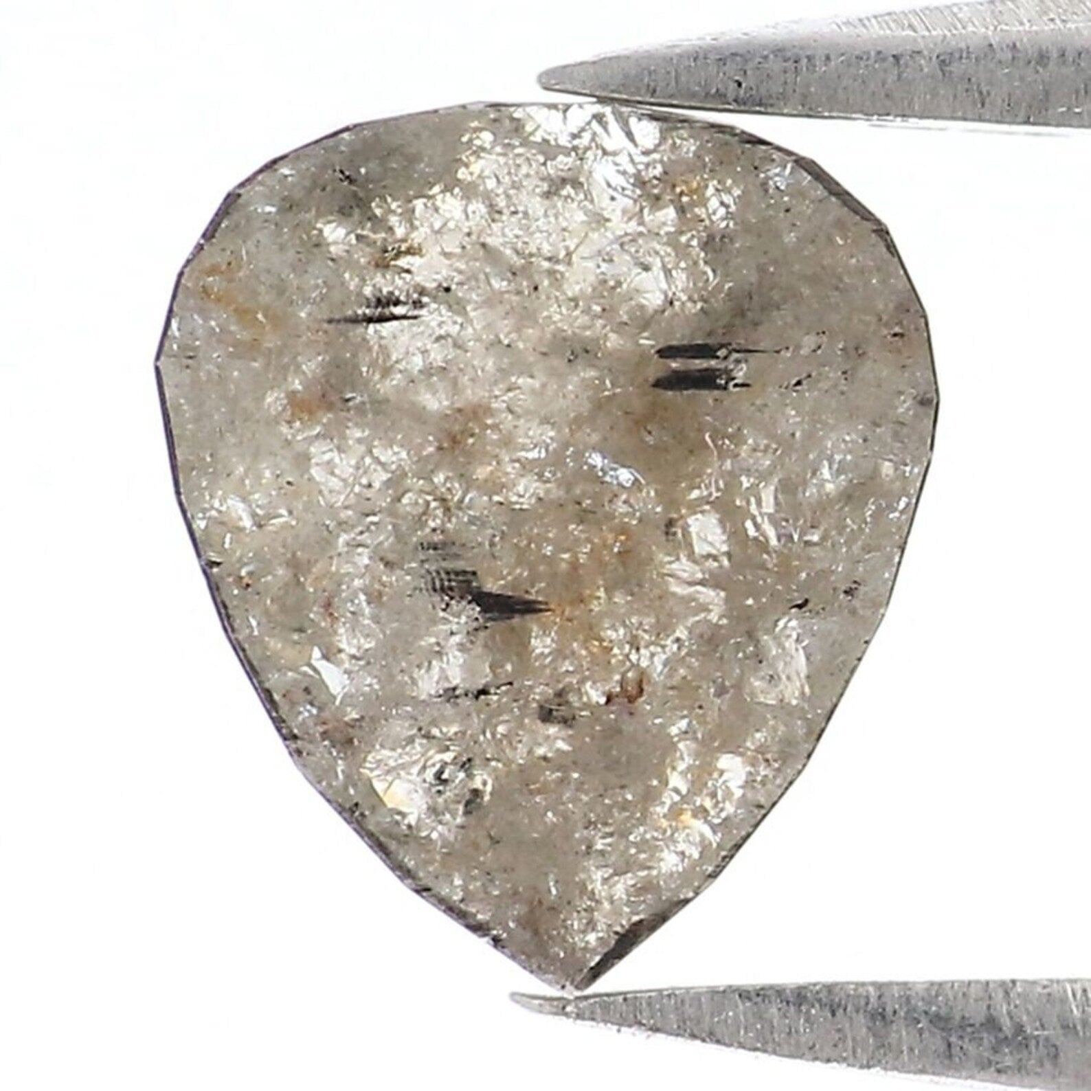 0.86 Ct Natural Loose Heart Shape Diamond Salt And Pepper Heart Cut Diamond 7.60 MM Natural Diamond Grey Color Heart Rose Cut Diamond NQ8437