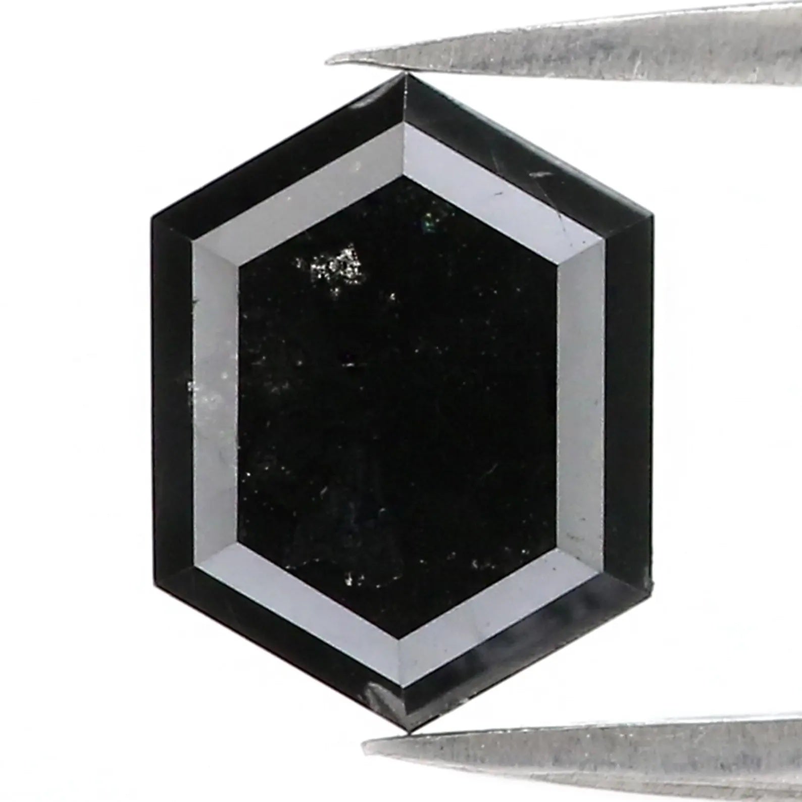 3.11 CT Natural Loose Hexagon Shape Diamond Black Color Hexagon Cut Diamond 10.00 MM Natural Diamond Black Hexagon Rose Cut Diamond QN607